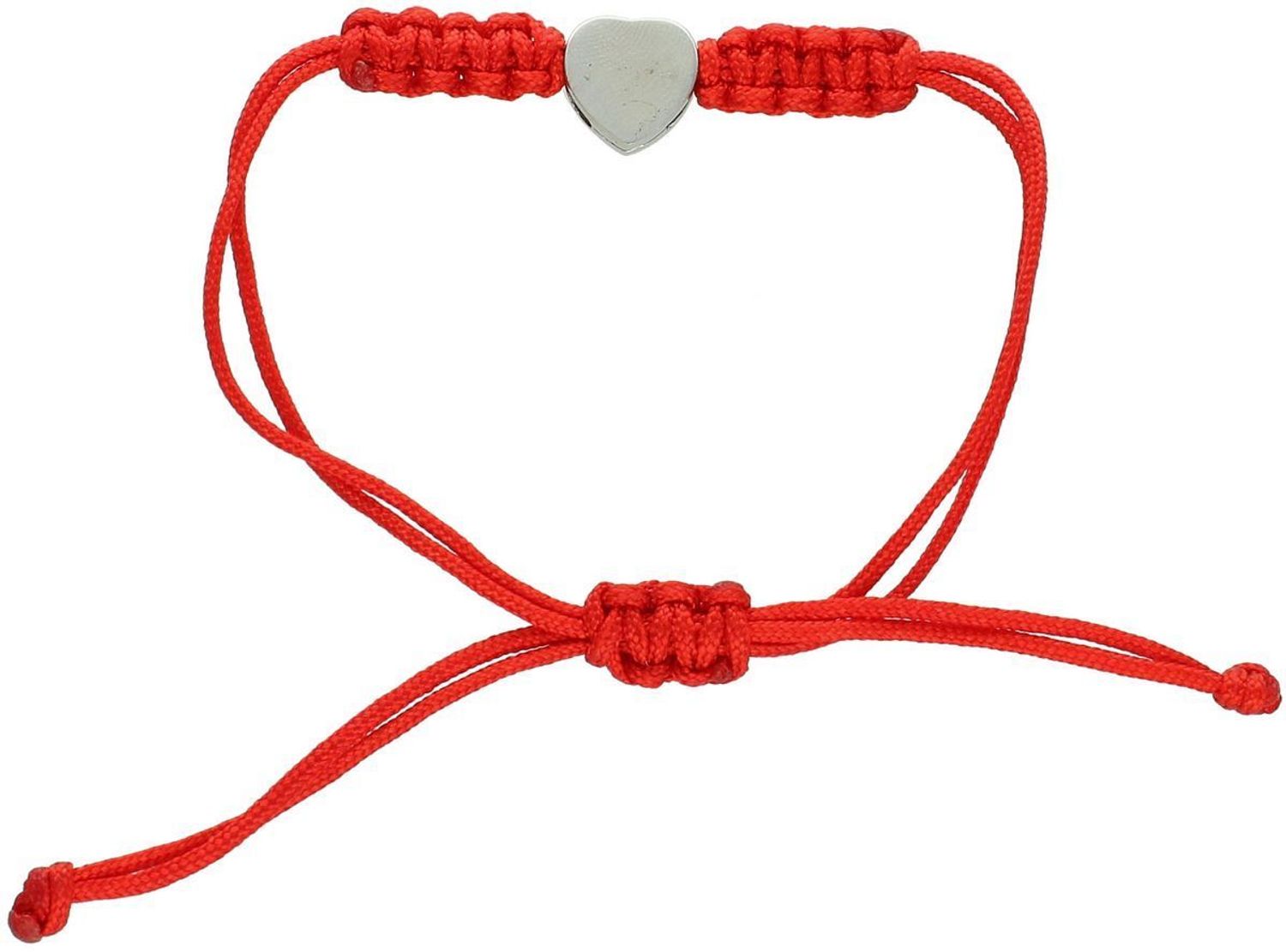 Bransoletka damska srebrna próby 925 z czerwonym sznureczkiem i zawieszką w kształcie serca (1,0 cm). Zapięcie ściągane, waga 2,80 g. Model DIA-BRA-797620-925 – idealna na prezent.1.jpg