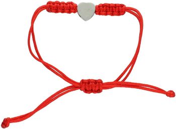Bransoletka damska srebrna próby 925 z czerwonym sznureczkiem i zawieszką w kształcie serca (1,0 cm). Zapięcie ściągane, waga 2,80 g. Model DIA-BRA-797620-925 – idealna na prezent.1.jpg