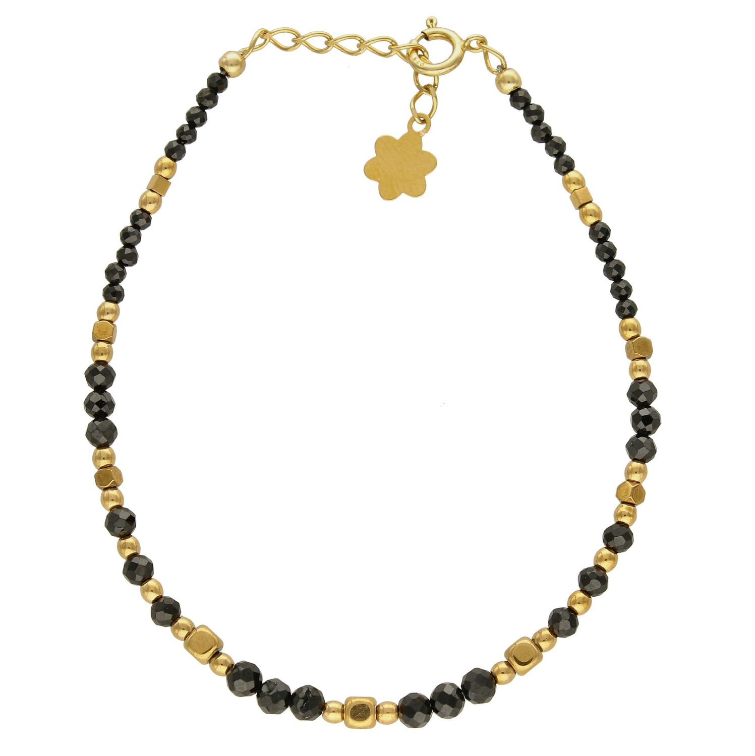 Bransoletka damska ze spinelem i turmalinem DIA-BRA-8011-925. Urocza bransoletka składająca się z drobnych kamieni naturalnych. Zastosowane kamienie w kolorze czarnym i złotym oprócz pięknego wyglądu posiadają szereg właściwo (1).jpg