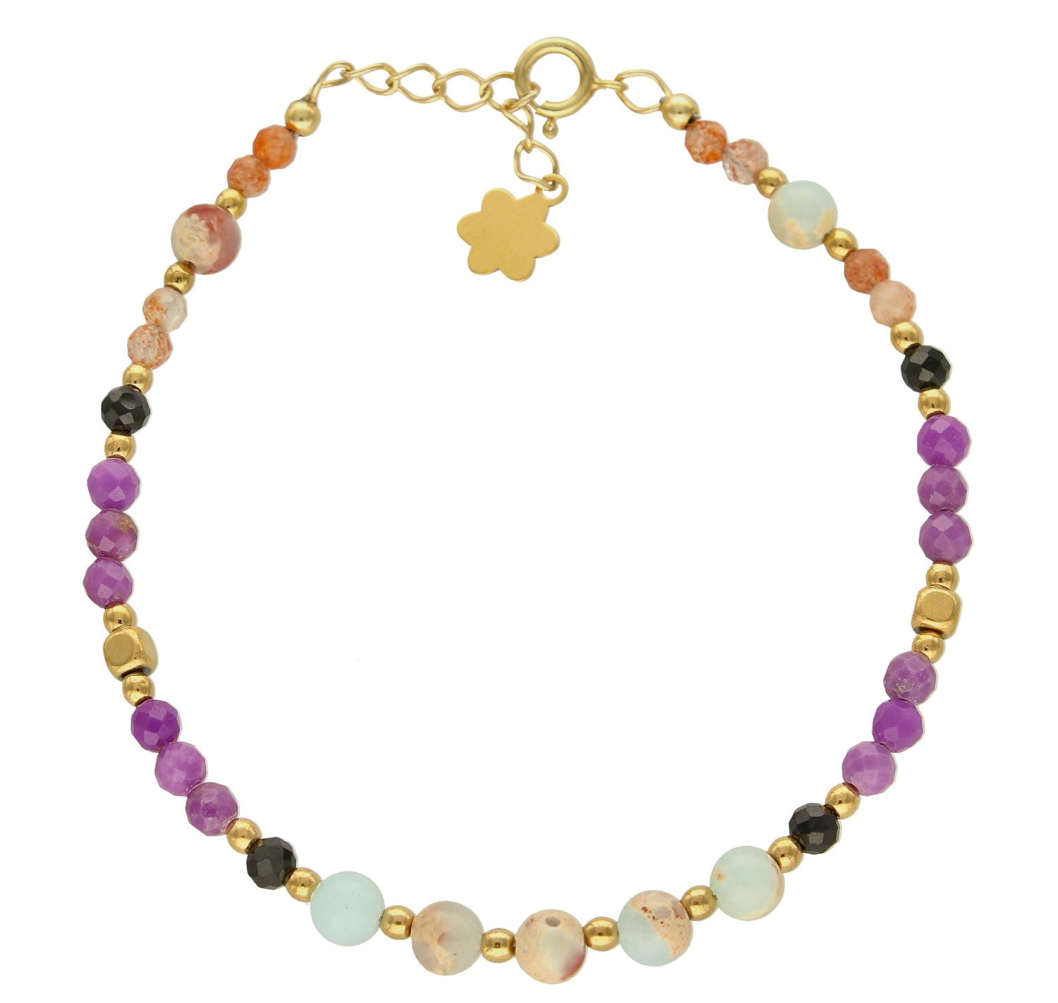  Bransoletka damska z jaspisem i kamieniem słonecznym DIA-BRA-8022-925. Urocza bransoletka składająca się z drobnych kamieni naturalnych. Zastosowane kamienie w odcieniach fioletu oprócz pięknego wyglądu posiadają szereg wła.jpg