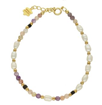 Bransoletka damska z perła,opalem,ametystem i kwarcem DIA-BRA-8029-925. Urocza bransoletka składająca się z drobnych kamieni naturalnych. Zastosowane kamienie w kolorze białej perły oprócz pięknego wyglądu posiadają szereg wł (1).jpg