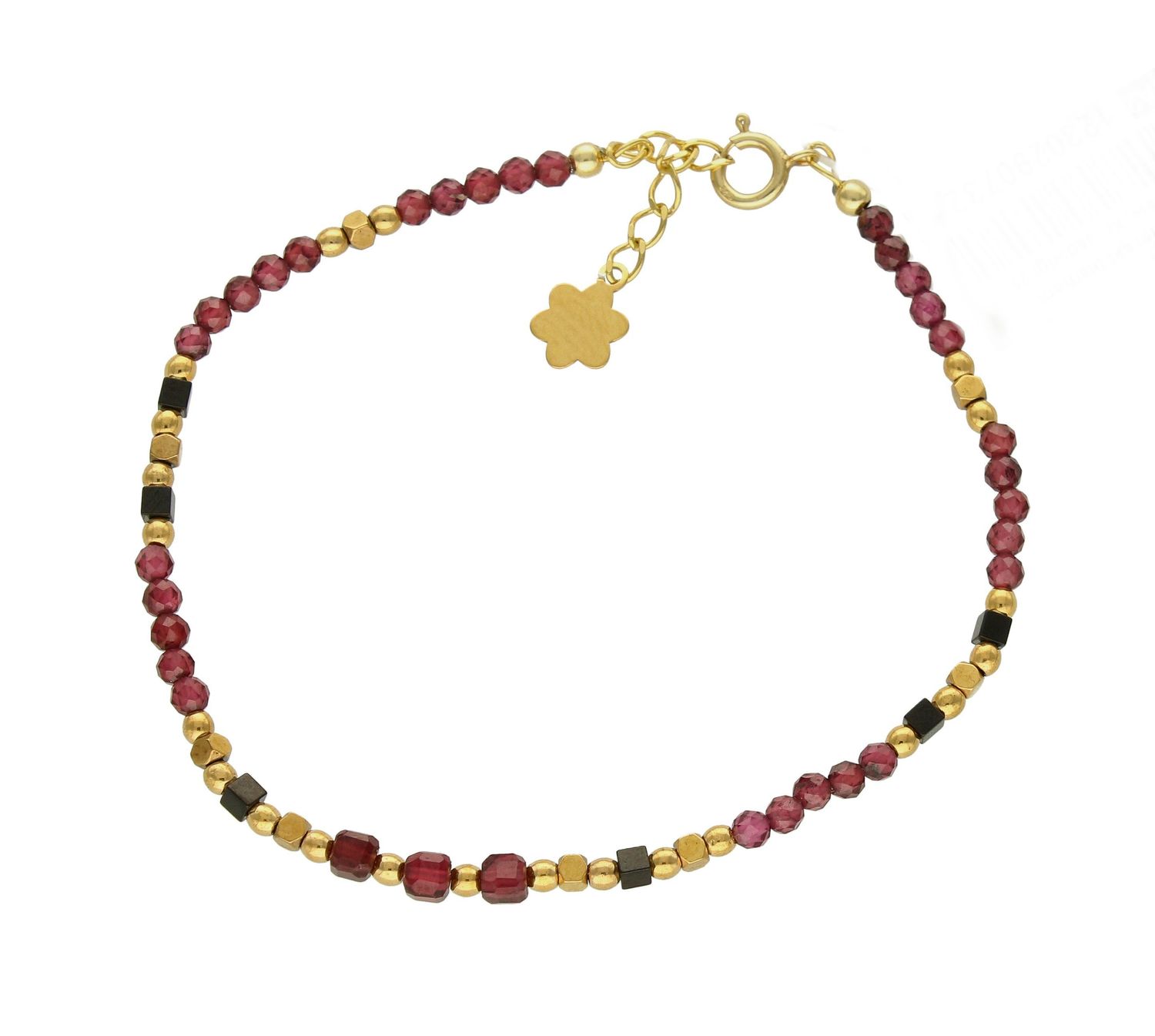 Bransoletka srebrna damska granat DIA-BRA-8058-925. Urocza bransoletka składająca się z drobnych kamieni naturalnych. Zastosowane kamienie w odcieniach borodowym oprócz pięknego wyglądu posiadają szereg właściwości (2).jpg