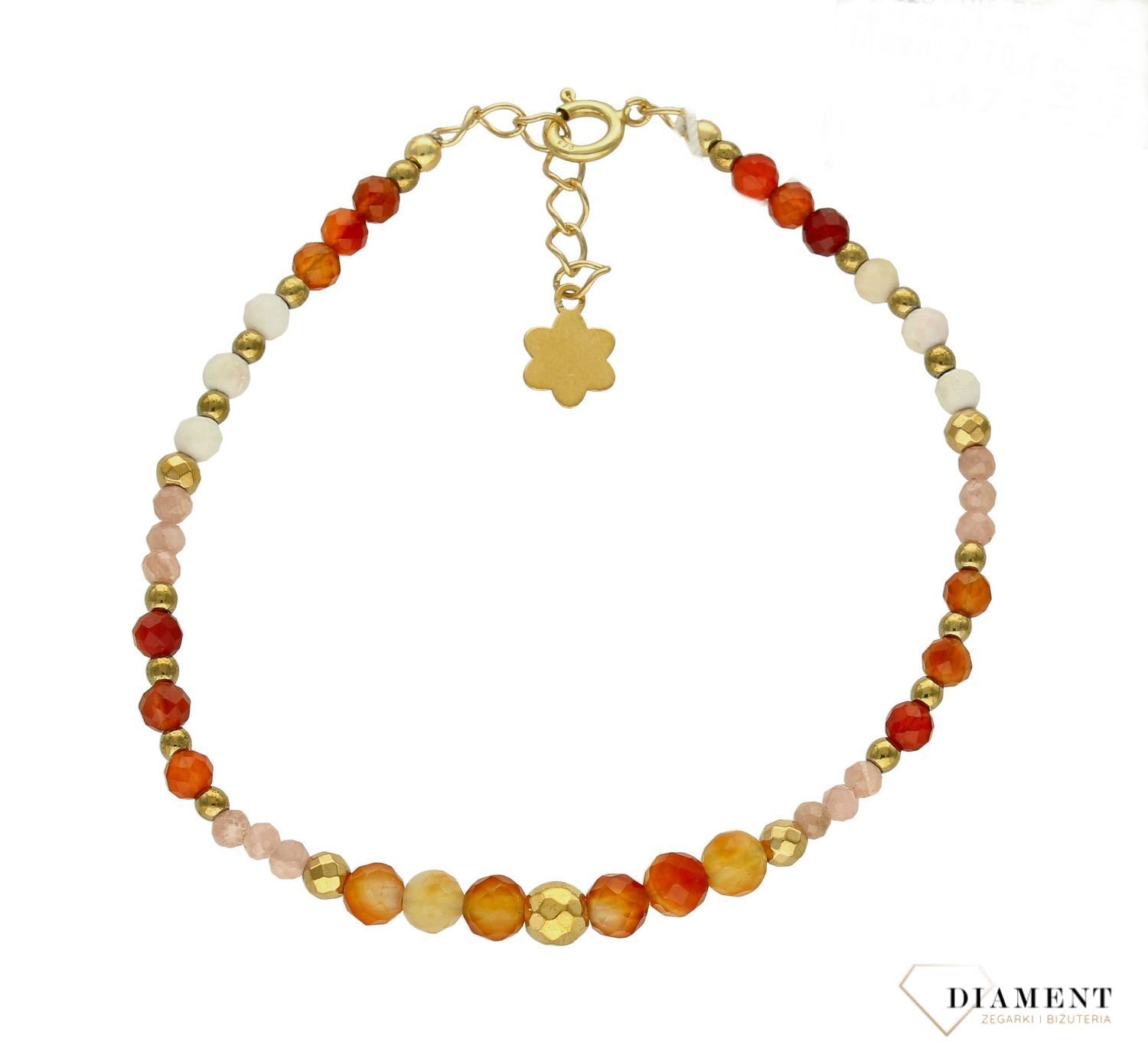 Bransoletka damska kamienie naturalne agat, opal, karneol DIA-BRA-8066-925. Bransoletka z koralików. Bransoletka na lato. Biż.jpg