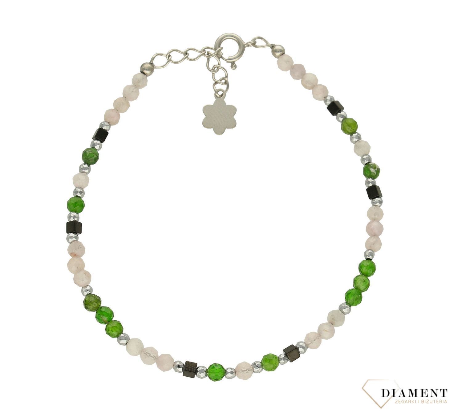 Bransoletka damska kamienie naturalne diopsyd, kunzyt, hematyt DIA-BRA-8112-925. Bransoletka z koralików. Na prezent. Kolorowa.jpg