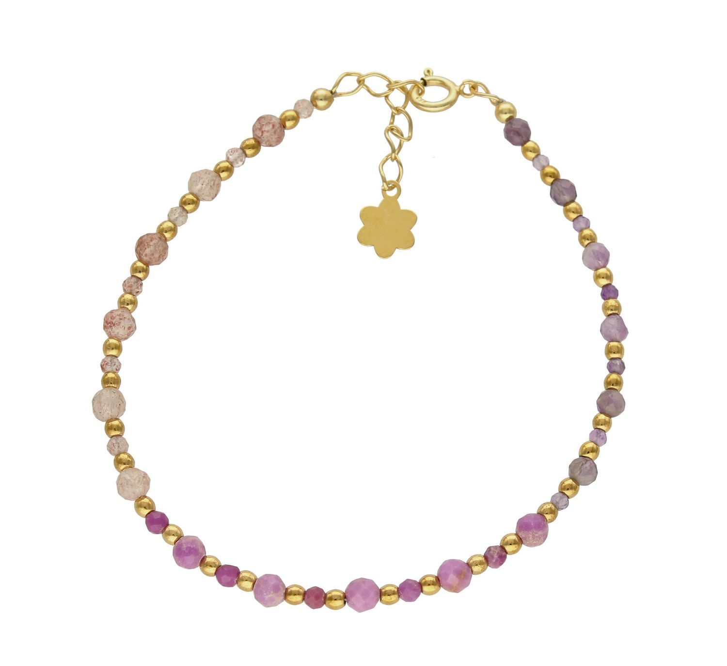 Bransoletka damska srebrna z kamieniami ametyst, kwarc truskawkowy, fosfos DIA-BRA-8115-925. Urocza bransoletka składająca się z drobnych kamieni naturalnych. Zastosowane kamieni w kolorze różowym oprócz pięknego wyglądu posia (1).jpg