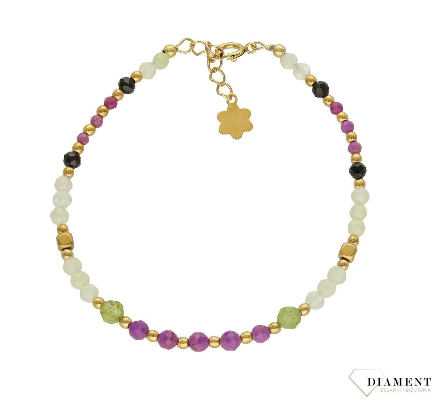 Bransoletka damska kamienie naturalne jadeit, oliwin DIA-BRA-8116-925. Bransoletka z koralików. Na prezent. Kolorowa bransolet.jpg