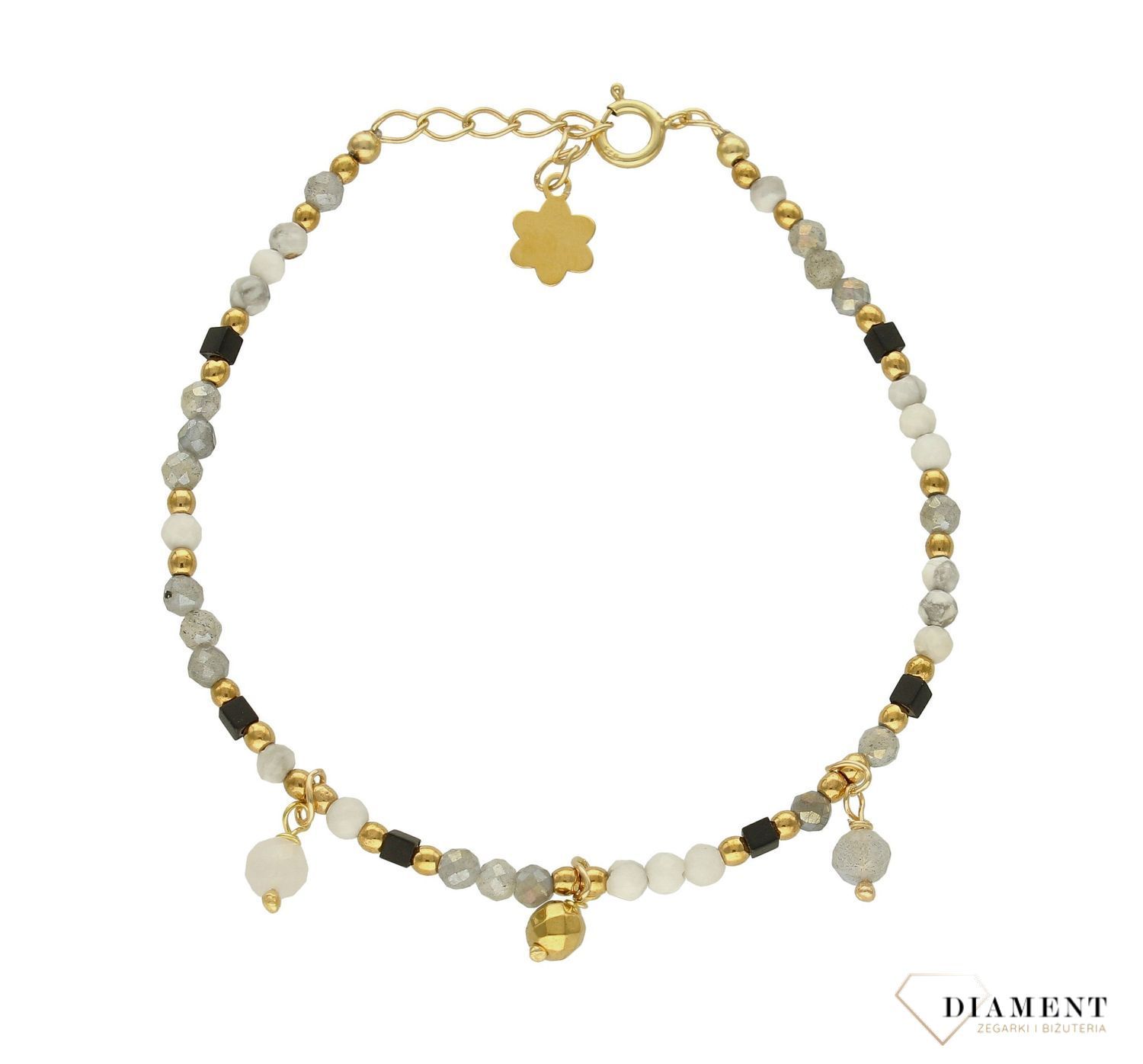 Bransoletka damska kamienie naturalne labradoryt, howlit DIA-BRA-8119-925. . Bransoletka z koralików. Na prezent. Kolorowa br — kopia.jpg