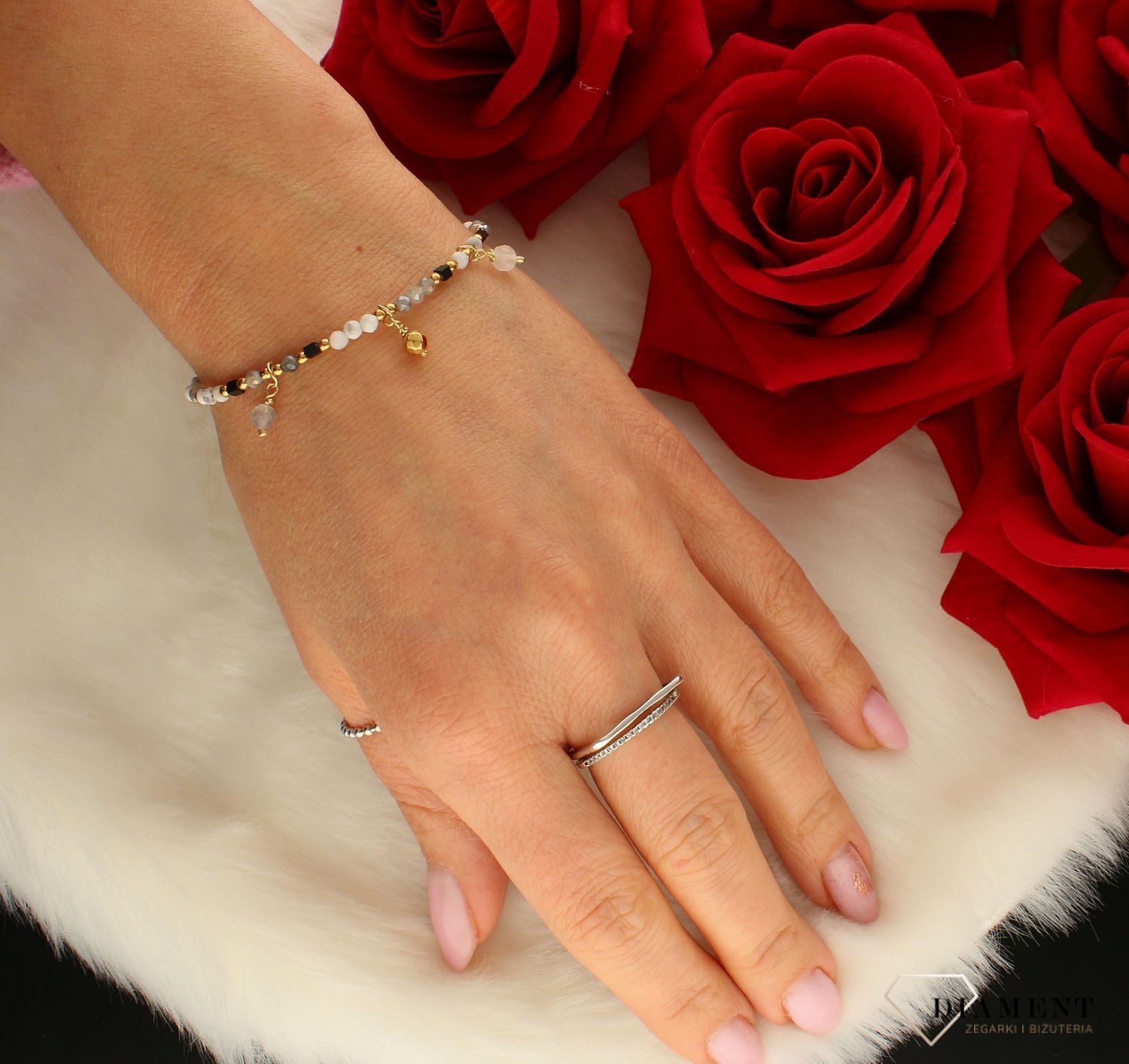 Bransoletka damska kamienie naturalne labradoryt, howlit DIA-BRA-8119-925. . Bransoletka z koralików. Na prezent. Kolorowa br — kopia.jpg