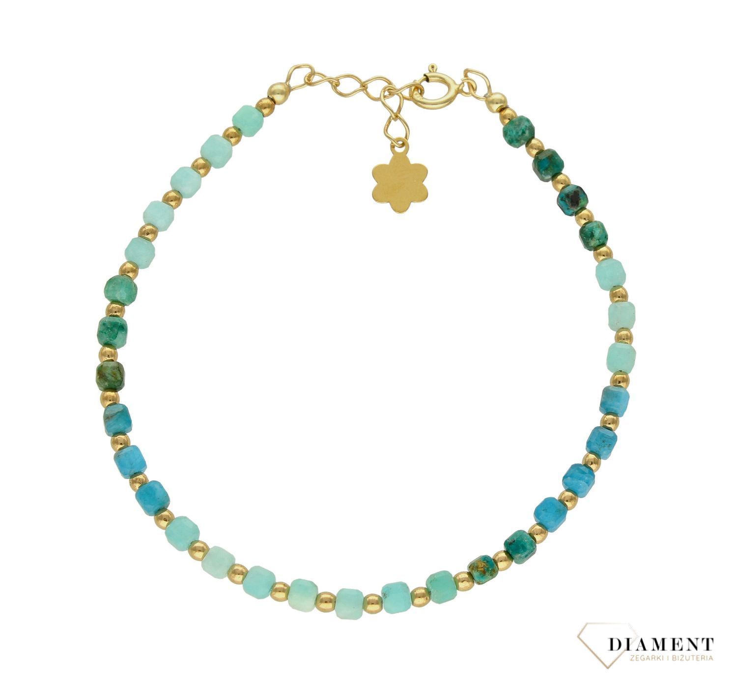 Bransoletka damska kamienie naturalne apatyt, amazonit, chryzokola DIA-BRA-8121-925. damska modna bransoletka. Bransoletka influ.jpg