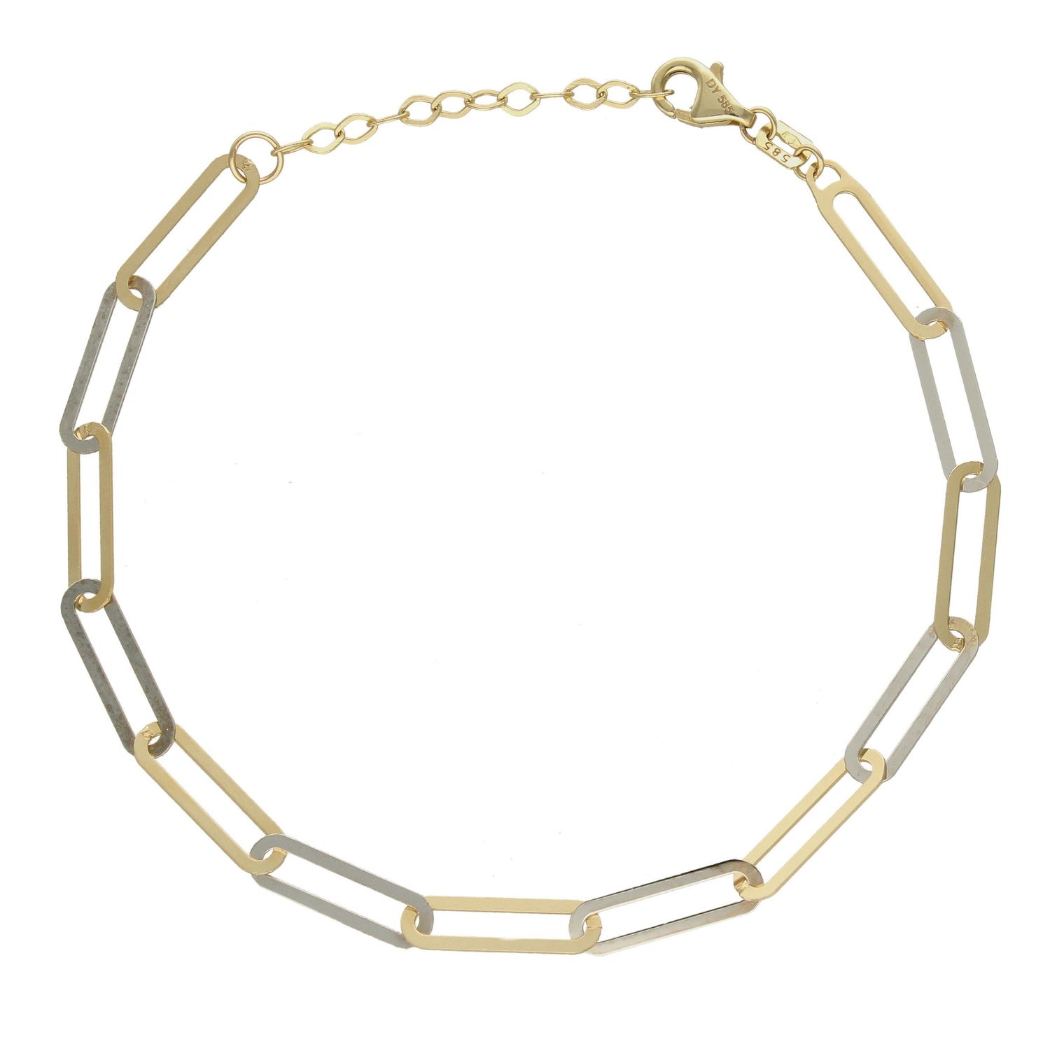 Złota bransoletka damska 585 podłużne ogniwa białe i żółte złoto DIA-BRA-8141-585 (1).jpg