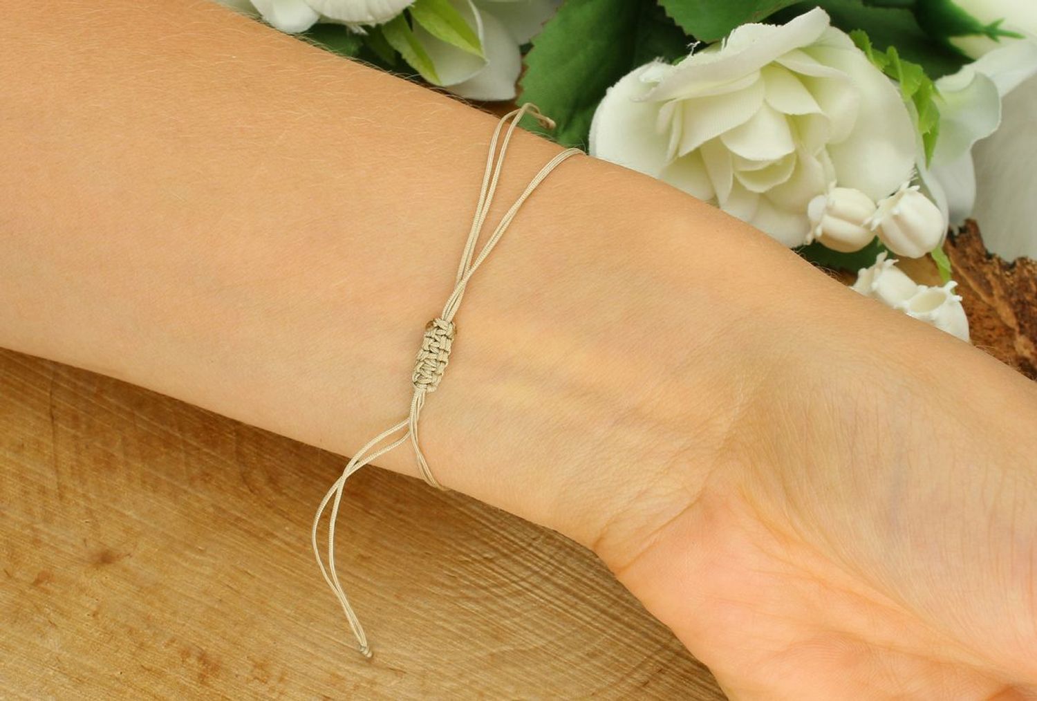 Bransoletka na sznureczku z różowymi opalami i złotą kulką - Pink Opal.jpg