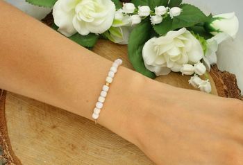 Bransoletka na sznureczku z różowymi opalami i złotą kulką - Pink Opal...jpg