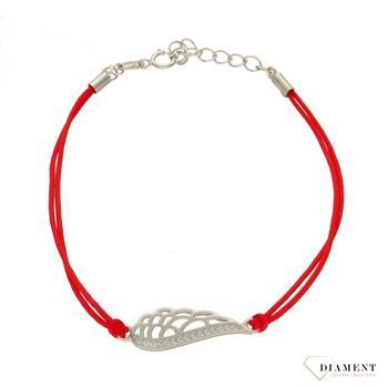 Bransoletka srebrna skrzydło na czerwonym sznureczku  925 DIA-BRA-83366RED-925. Bransoletka na prezent. Bransoletka na szczęście. Motyw skrzydła. Biżuteria srebrna na prezent.jpg