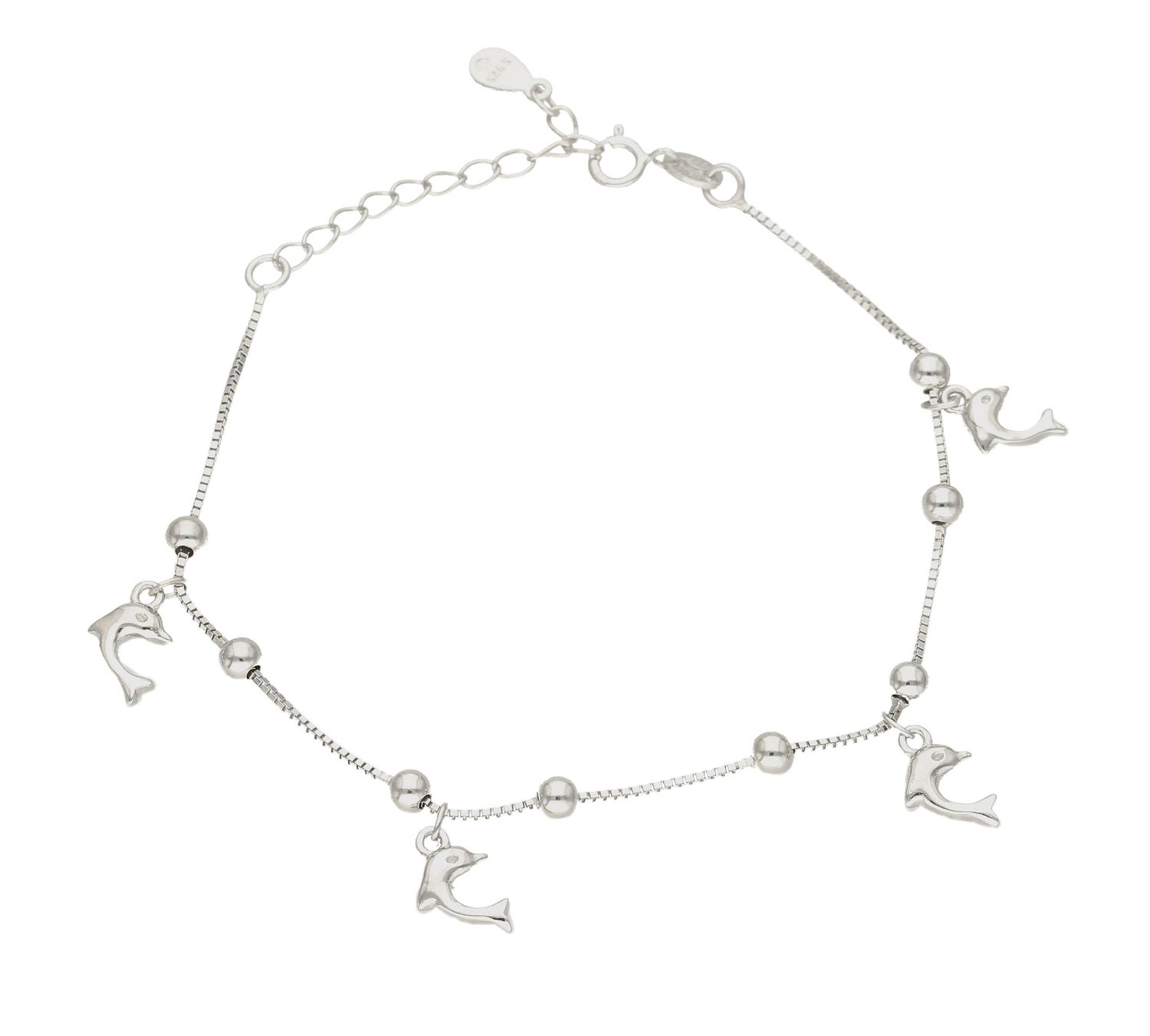 Srebrna bransoletka z kuleczkami i delfinkami DIA-BRA-8555-925. Niesamowita bransoletka wykonana z najwyższej próby srebra z subtelnym elementem delfinków i kuleczek (2).jpg