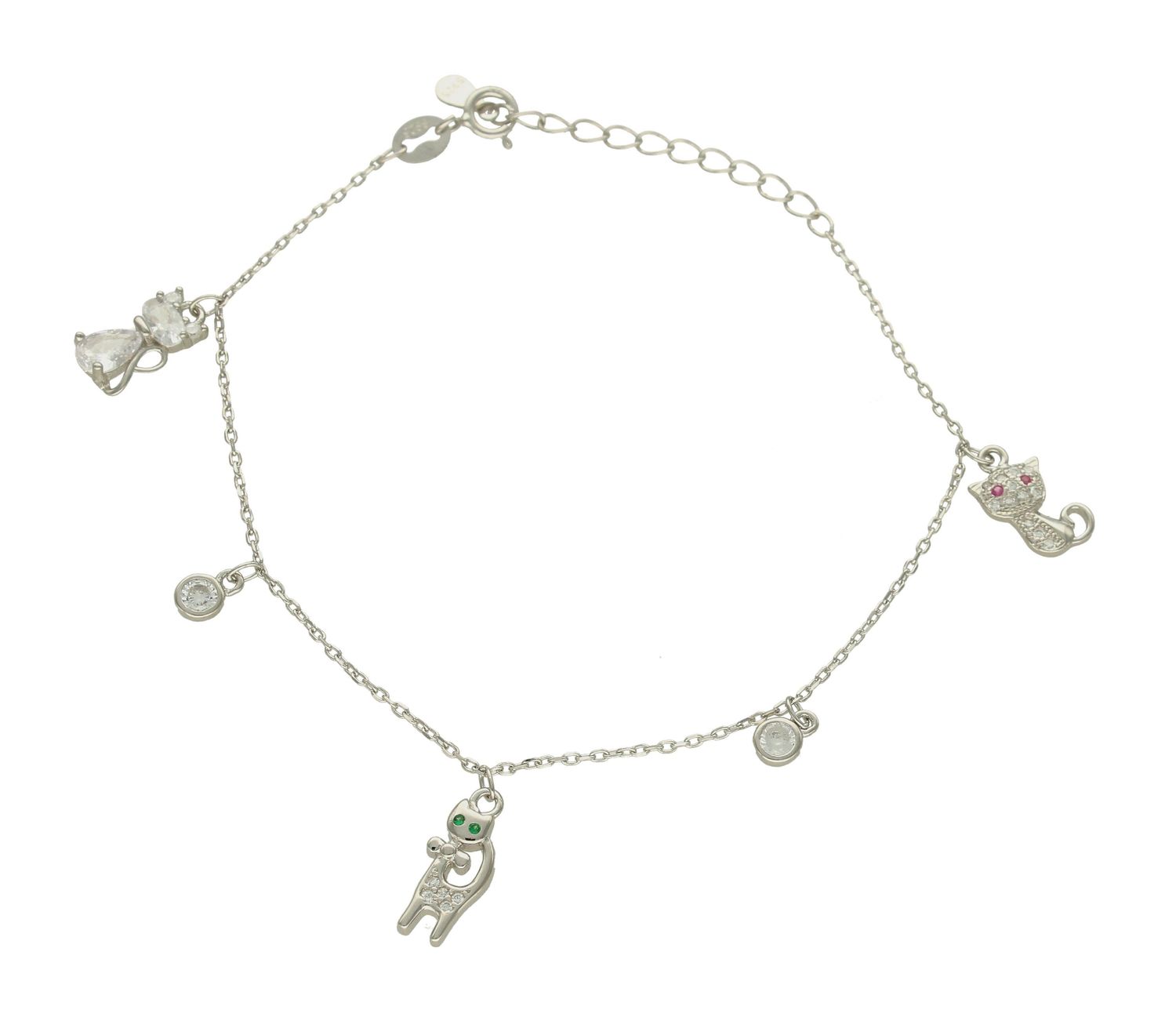 Srebrna bransoletka z kotkami i cyrkoniami DIA-BRA-8557-925. Niesamowita bransoletka wykonana z najwyższej próby srebra z subtelnym elementem kotków i cyrkonii (2).jpg