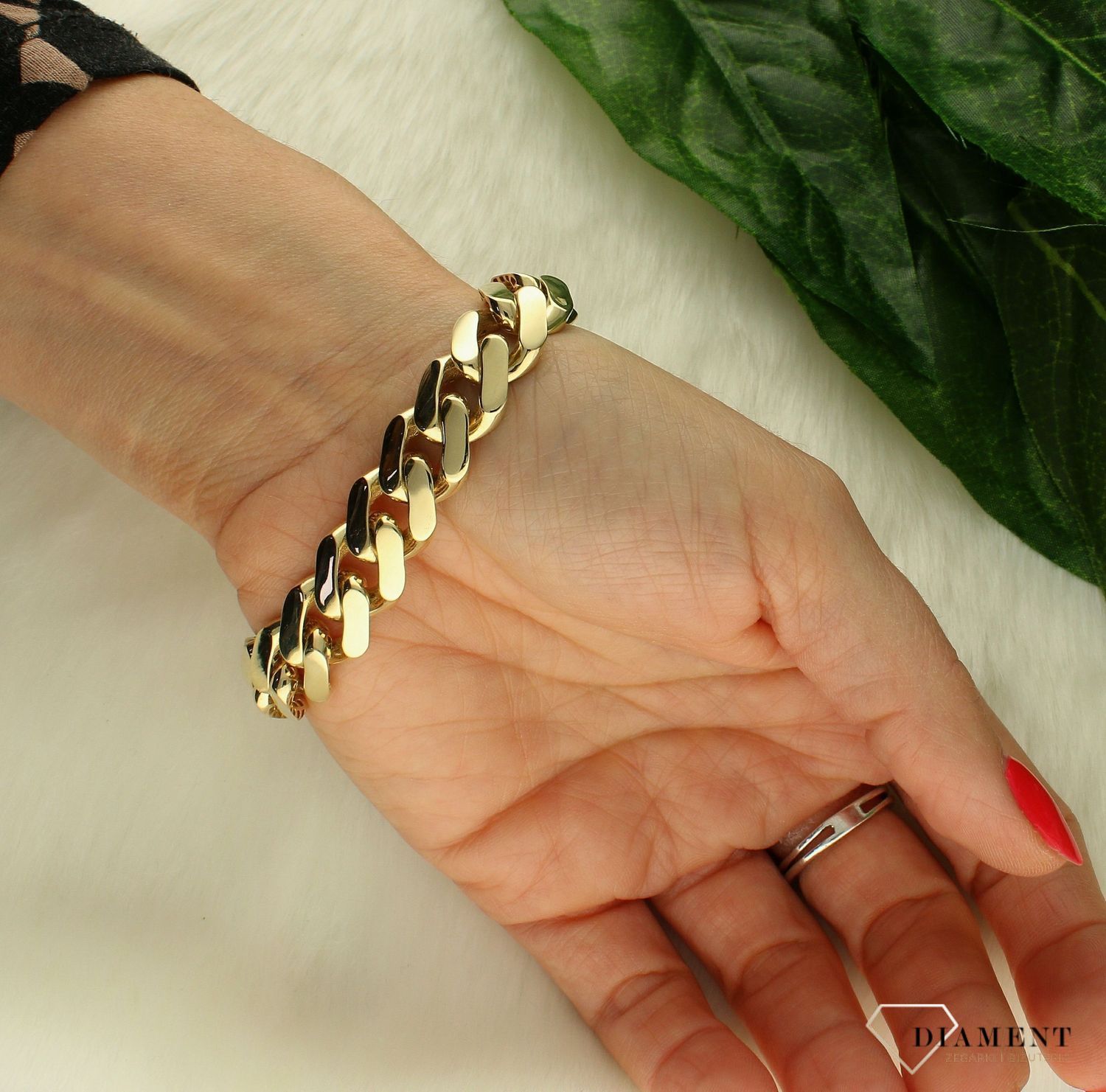 Złota bransoletka 585 Ozdobne zapięcie DIA-BRA-8614-585.jpg