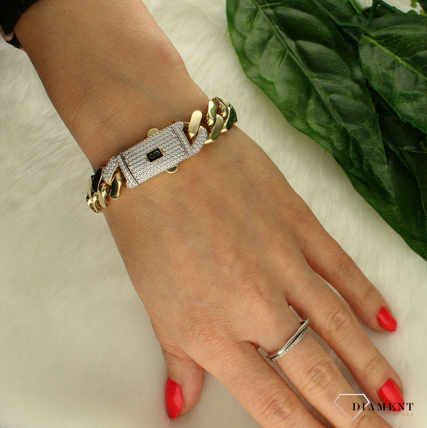 Złota bransoletka 585 Ozdobne zapięcie DIA-BRA-8614-585.jpg