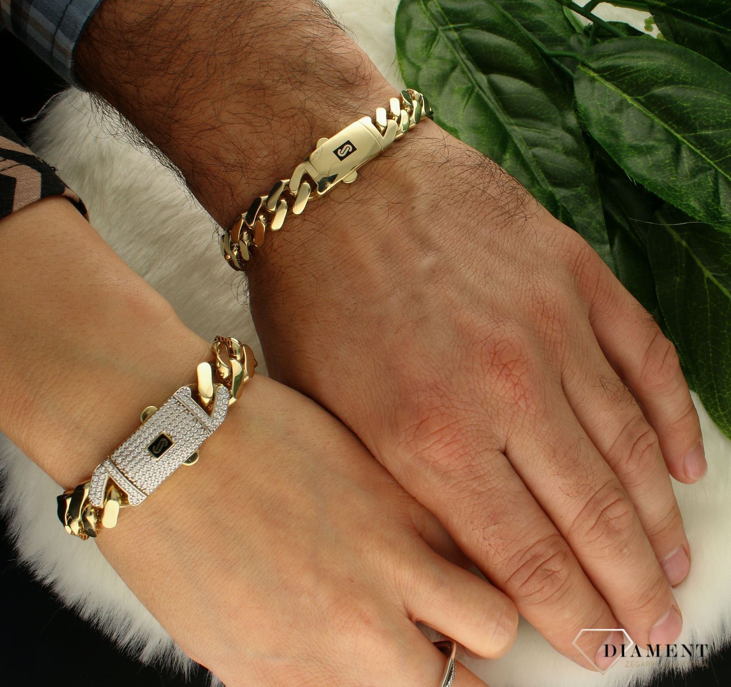 Złota bransoletka 585 Ozdobne zapięcie DIA-BRA-8614-585.jpg