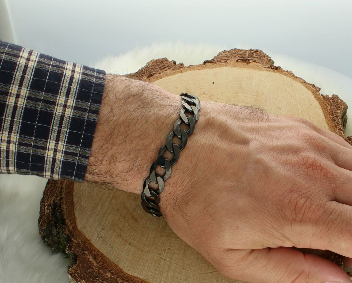 Męska bransoletka srebrna 925- Czarna pancerka 11mm.jpg