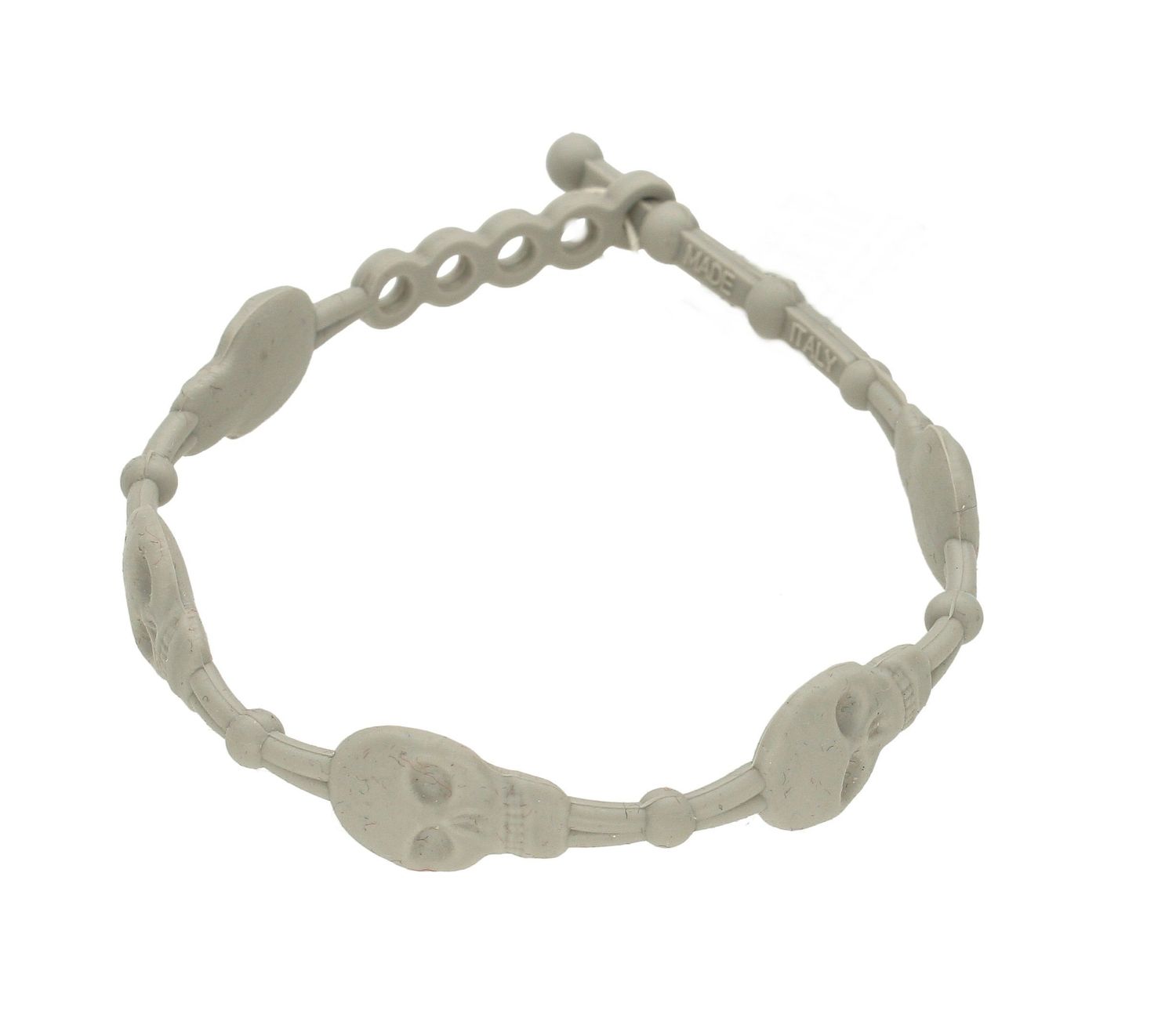 Bransoletka szara z kauczuku z motywem czaszki. Doskonale sprawdzi się na prezent. Bransoletka na każdą okazję. Bransoletka artystyczna.Bransoletka niezwykle wygodna dzięki materiałowi-kauczuk (2).jpg