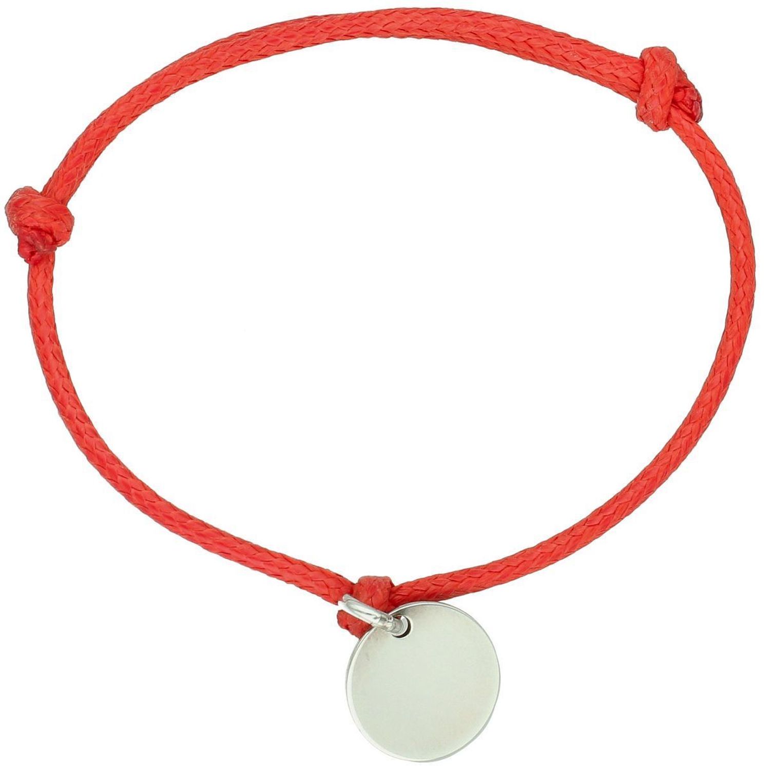 Bransoletka srebrna 925 na czerwonym sznurku z okrągłą blaszką 1,5 cm. Regulacja dzięki ściąganemu zapięciu. Minimalistyczny i symboliczny dodatek.1.jpg