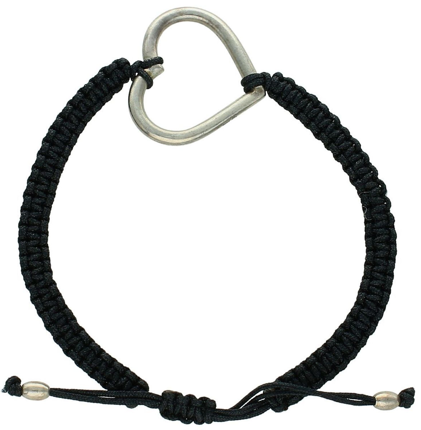 Bransoletka damska srebrna próby 925 z czarnym sznureczkiem i zawieszką w kształcie serca (2,3 x 2,2 cm). Waga 4,00 g, zapięcie ściągane. Model DIA-BRA-8839-925 – elegancka i symboliczna.1.jpg