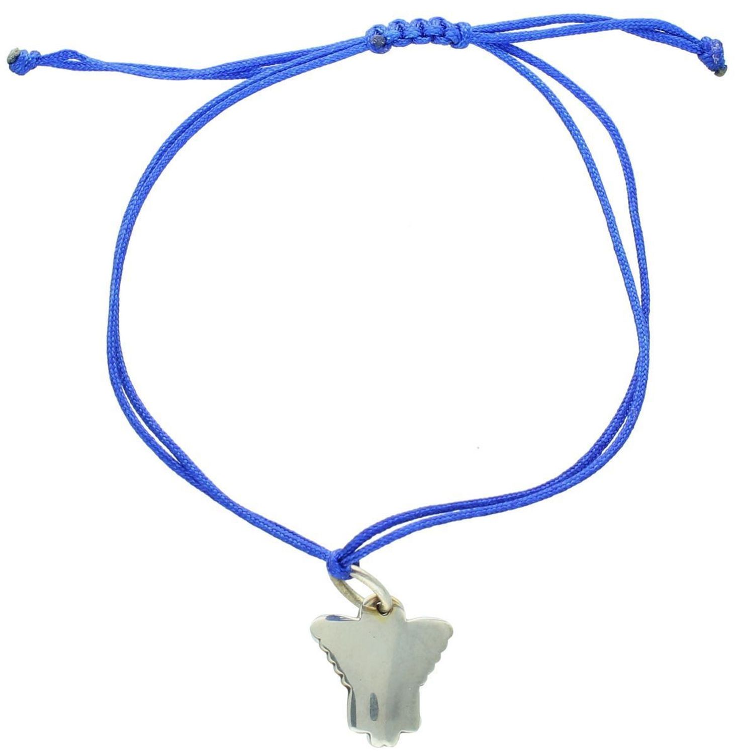 Bransoletka srebrna 925 na granatowym sznurku z zawieszką aniołkiem (2 x 1,5 cm). Regulowane zapięcie ściągane. Subtelna, symboliczna i elegancka.1.jpg