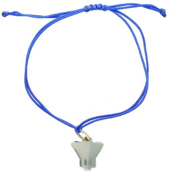 Bransoletka srebrna 925 na granatowym sznurku z zawieszką aniołkiem (2 x 1,5 cm). Regulowane zapięcie ściągane. Subtelna, symboliczna i elegancka.1.jpg