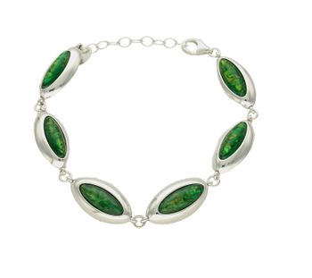 Srebrna bransoletka z zielonym opalem DIA-BRA-8855-925. Bransoletka z zielonym opalem  to propozycja od sklepu jubilerskiego Diament. Biżuteria dla osoby, która lubi różnorodne i odważne dodatki w swoich stylizacjach. Branso.jpg