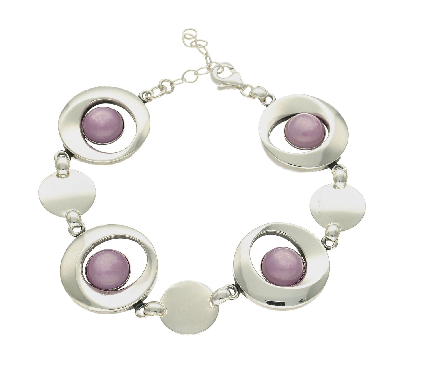 Bransoletka srebrna z fioletowym 'Kocim okiem' DIA-BRA-8858-925. Bransoletka z kamieniem syntetycznym przypominającym Kocie oko. Kamień jest w wyjątkowym jasnofioletowym kolorze. Bransoletka z kamieniami idealna na prezent. .jpg