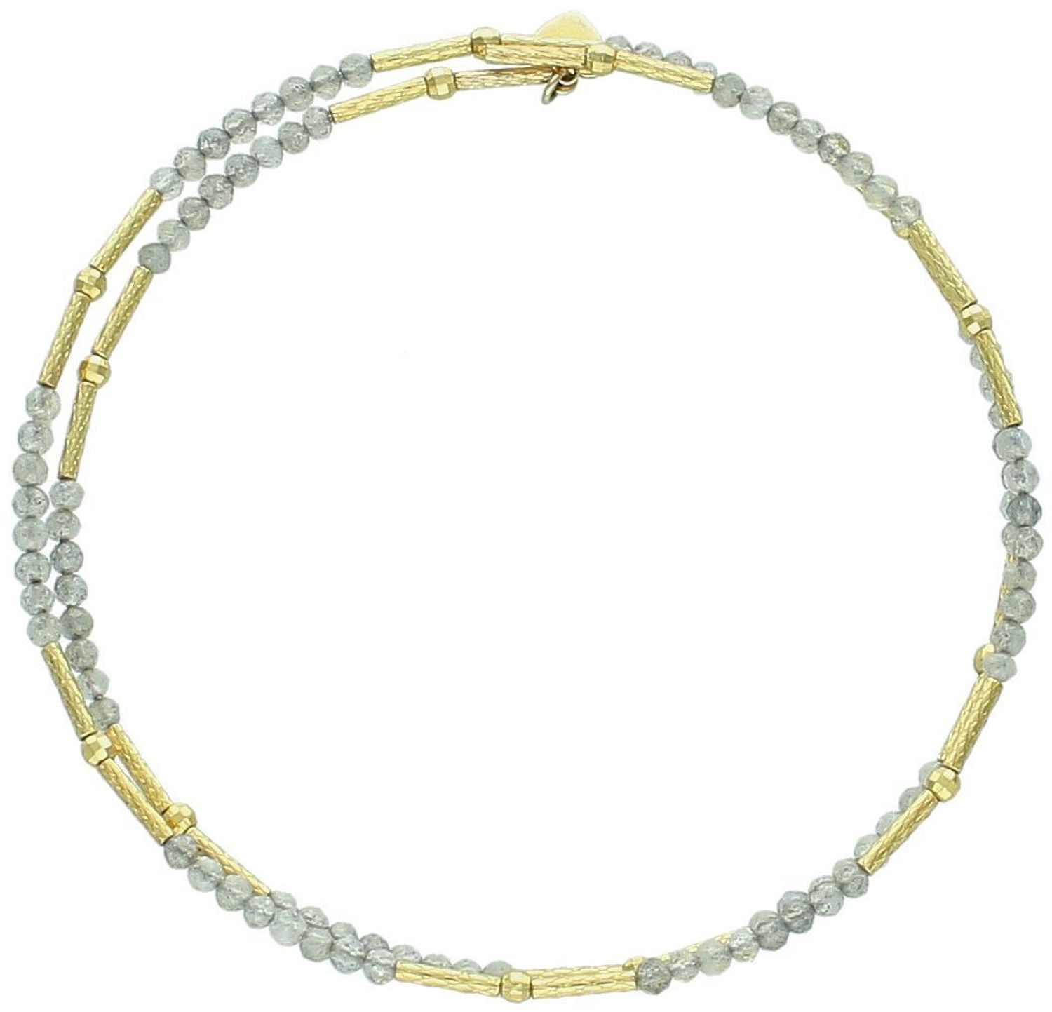 Srebrna sztywna bransoletka damska z szarymi kuleczkami i pozłacanym sercem – srebro 925.jpg