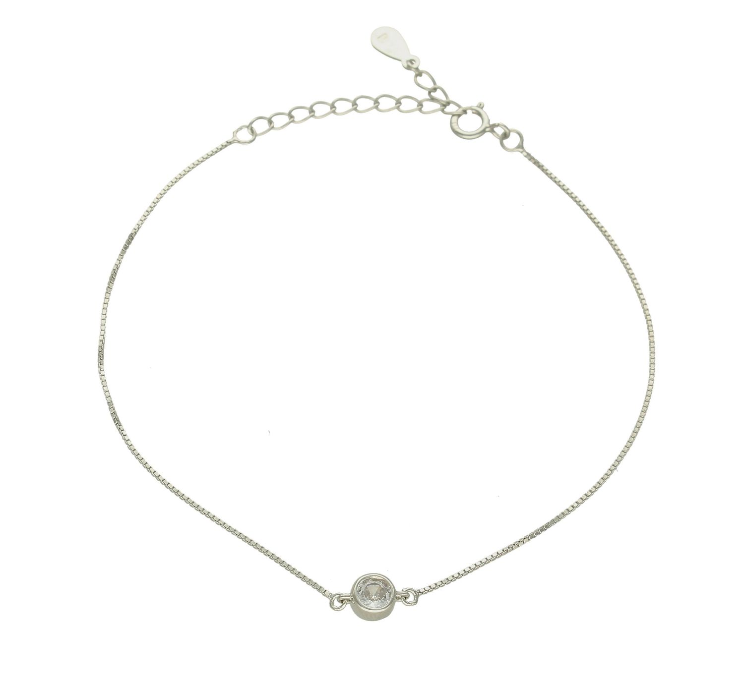 Srebrna bransoletka delikatna z pojedynczą cyrkonią DIA-BRA-8867-925. Delikatna bransoletka wykonana z najwyższej próby srebra  925 z subtelnym elementem kółko z cyrkonią . Idealny pomysł na prezent (1).jpg