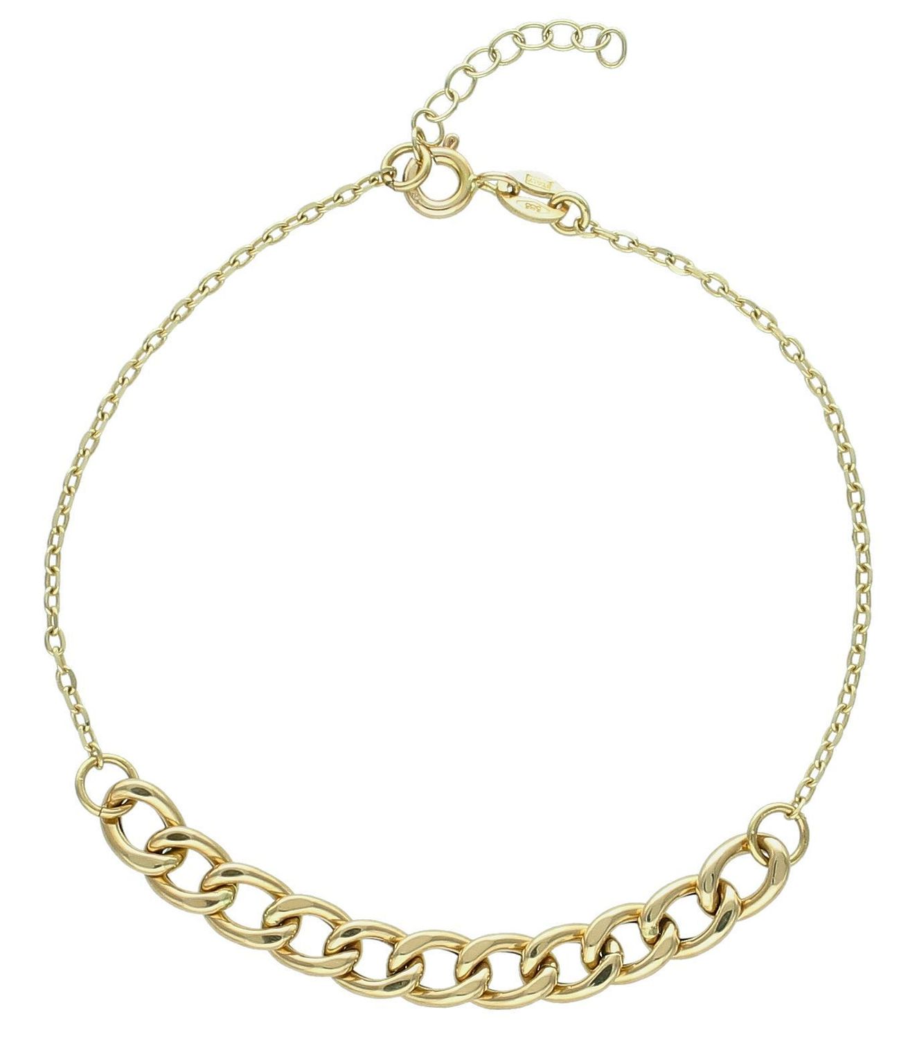 Bransoletka złota ankier, pancerka pr 585, DIA-BRA-9053-585 Złota bransoletka wykonana z 14 karatowego żółtego złota. Powstała z połączenia podwójnych splotów łańcuszków, które tworzą elegancki i trwały spot.1.jpg