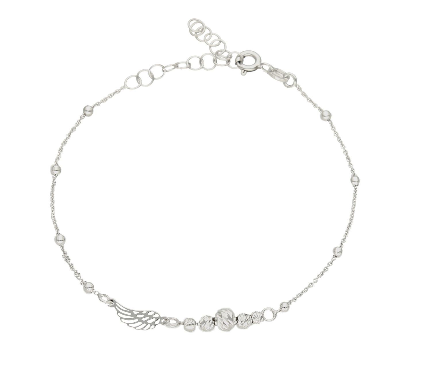 Bransoletka damska srebrna celebrytka ze skrzydełkiem DIA-BRA-9105-925. Delikatna bransoletka wykonana z najwyższej próby srebra 925 z kuleczkami i ozdobną zawieszką skrzydełko. Idealny pomysł na prezent (2).jpg