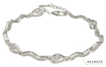 Srebrna bransoletka damska z podłużnych elementów w cyrkoniach DIA-BRA-9655-925d.jpg