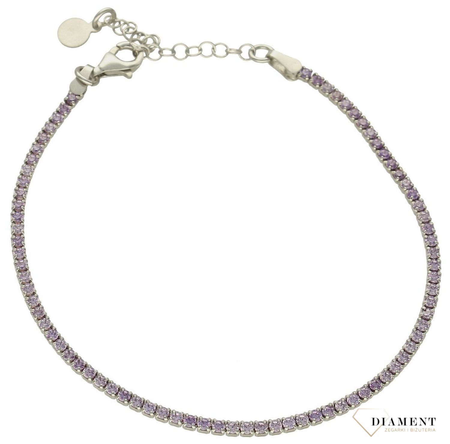 Srebrna bransoletka damska kosteczka Fioletowe kamienie DIA-BRA-9656-925d.jpg