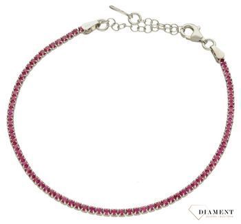 Srebrna bransoletka damska kosteczka z różowymi cyrkoniami DIA-BRA-9657-925d.jpg