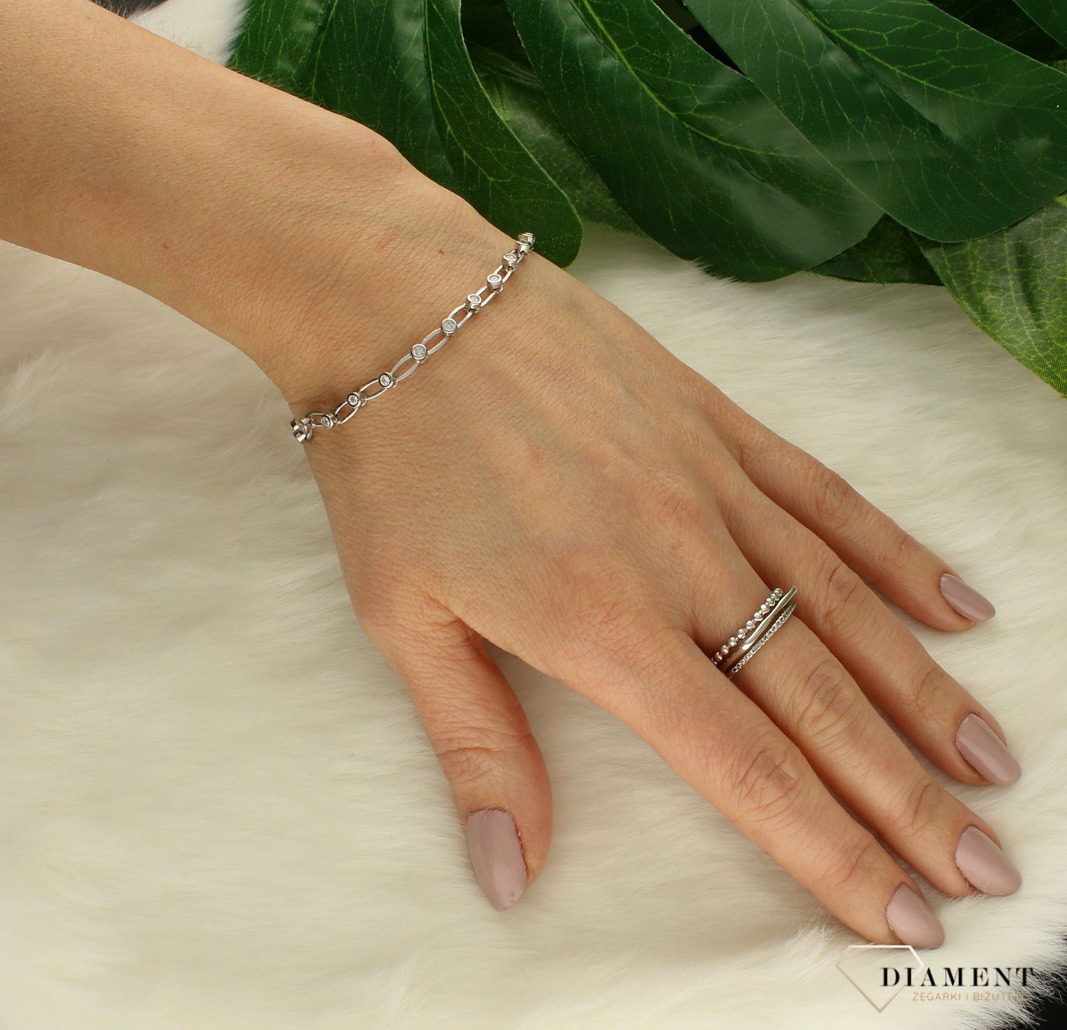 Srebrna bransoletka damska połączone cyrkonie DIA-BRA-9664-925d.jpg