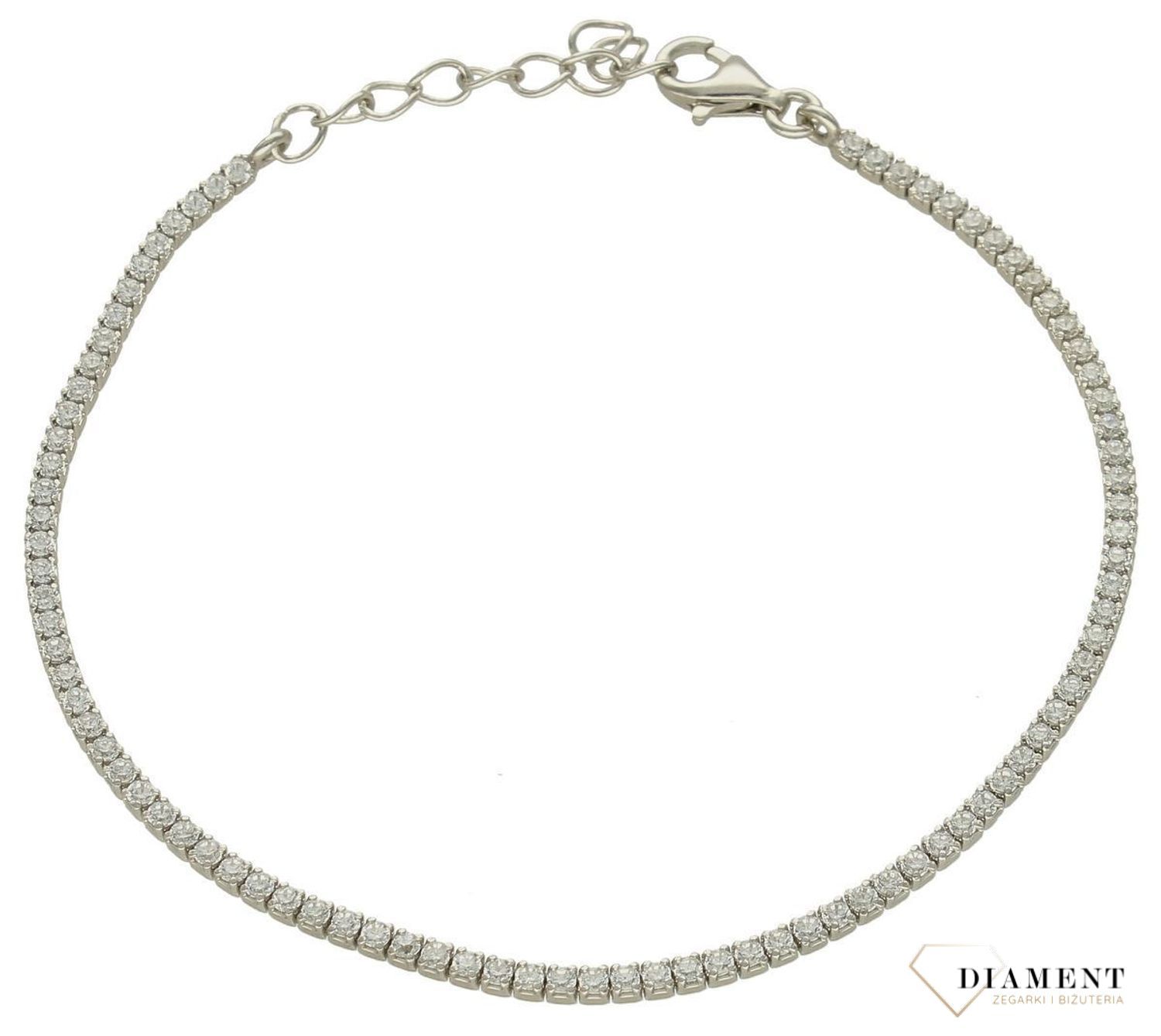 Srebrna bransoletka damska kosteczka z białymi kamieniami DIA-BRA-9665-925d.jpg