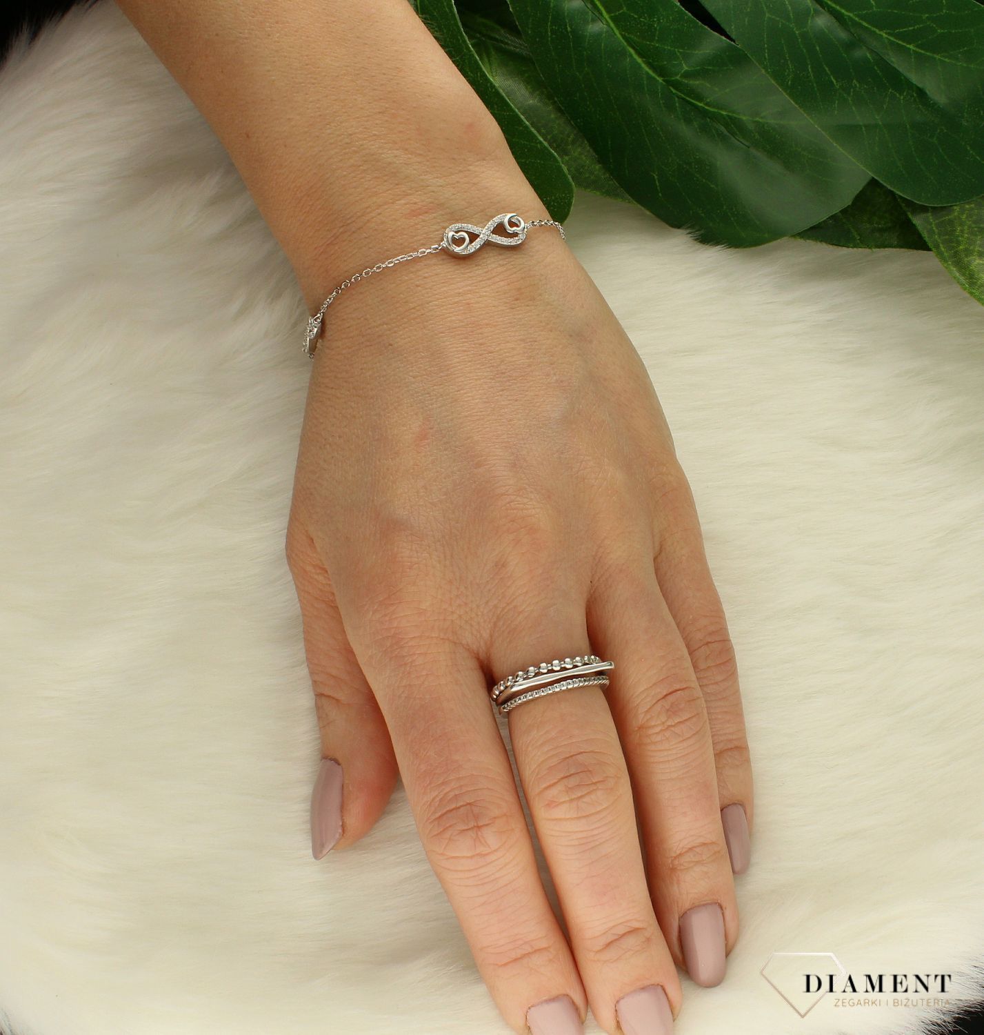 Srebrna bransoletka damska celebrytka znak nieskończoności DIA-BRA-9667-925df.jpg