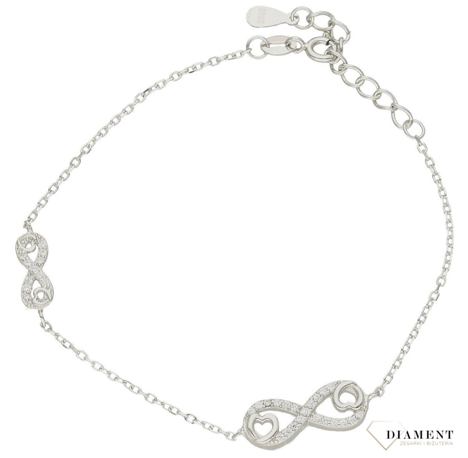Srebrna bransoletka damska celebrytka znak nieskończoności DIA-BRA-9667-925df.jpg
