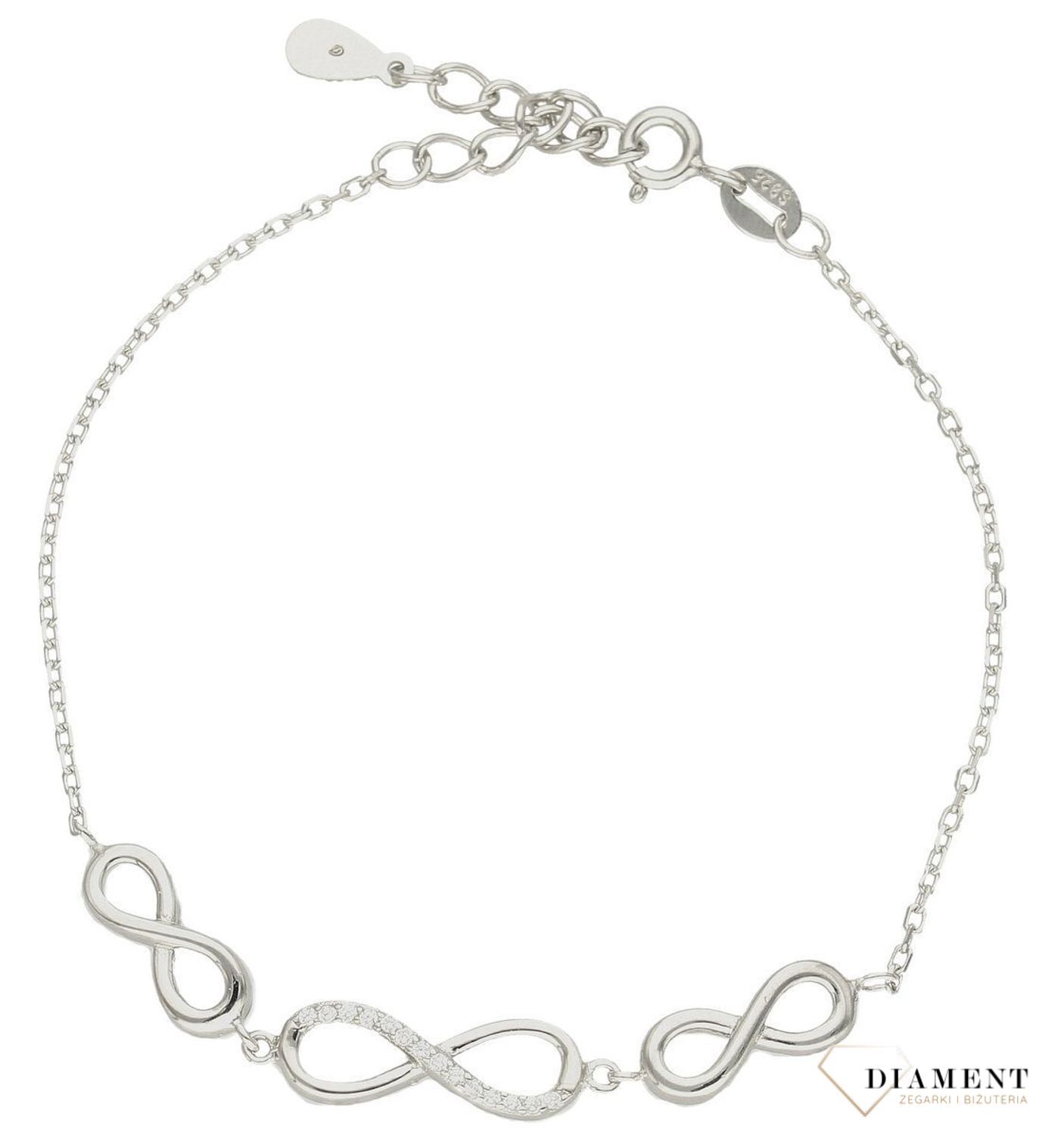 Srebrna bransoletka damska celebrytka znak nieskończoności DIA-BRA-9670-925dfs.jpg