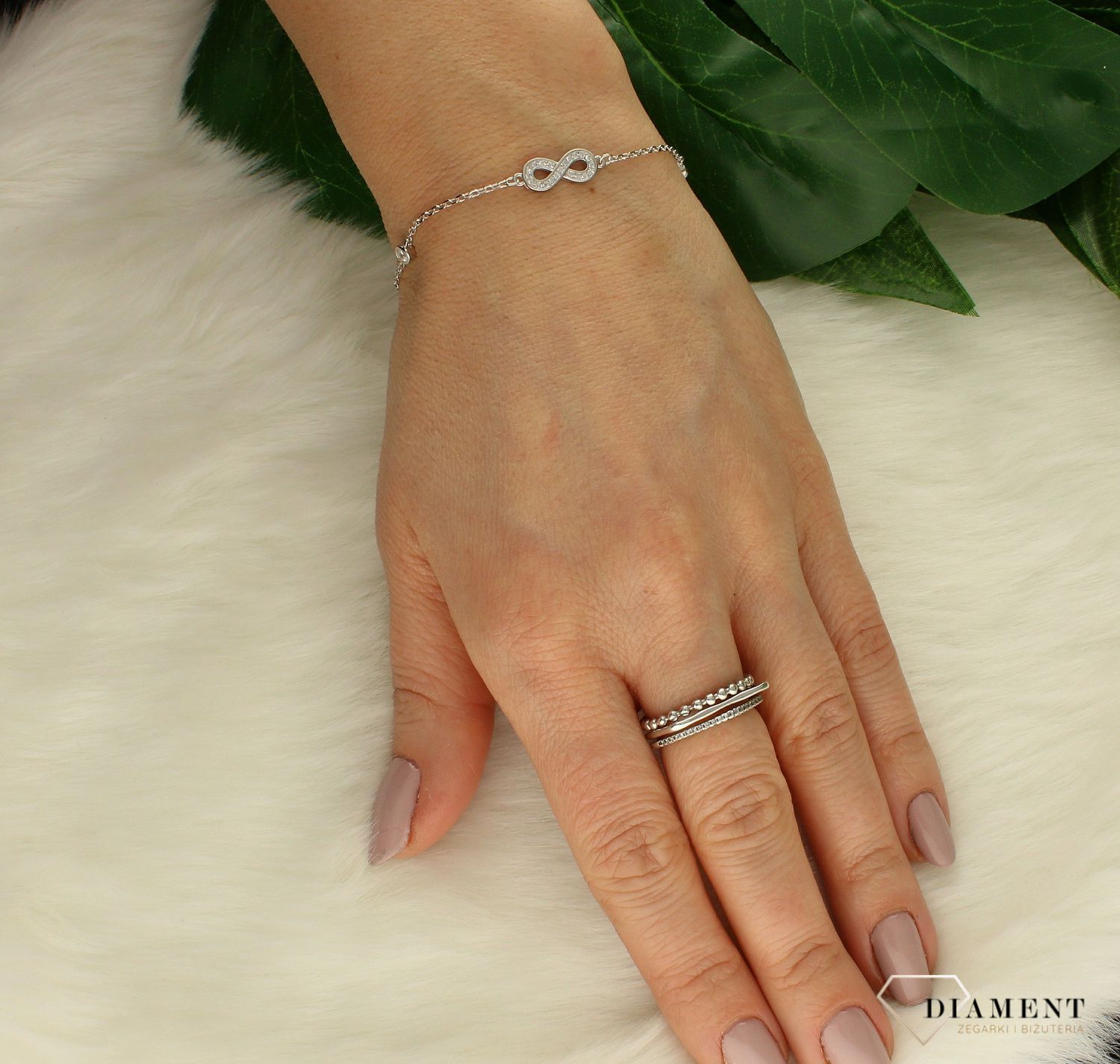 Srebrna bransoletka damska celebrytka nieskończoność DIA-BRA-9675-925df.jpg