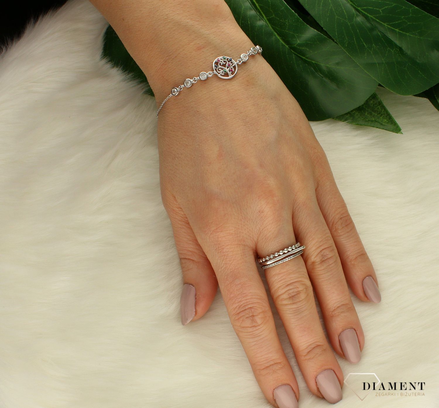 Srebrna bransoletka celebrytka drzewko szczęścia DIA-BRA-9676-925df.jpg