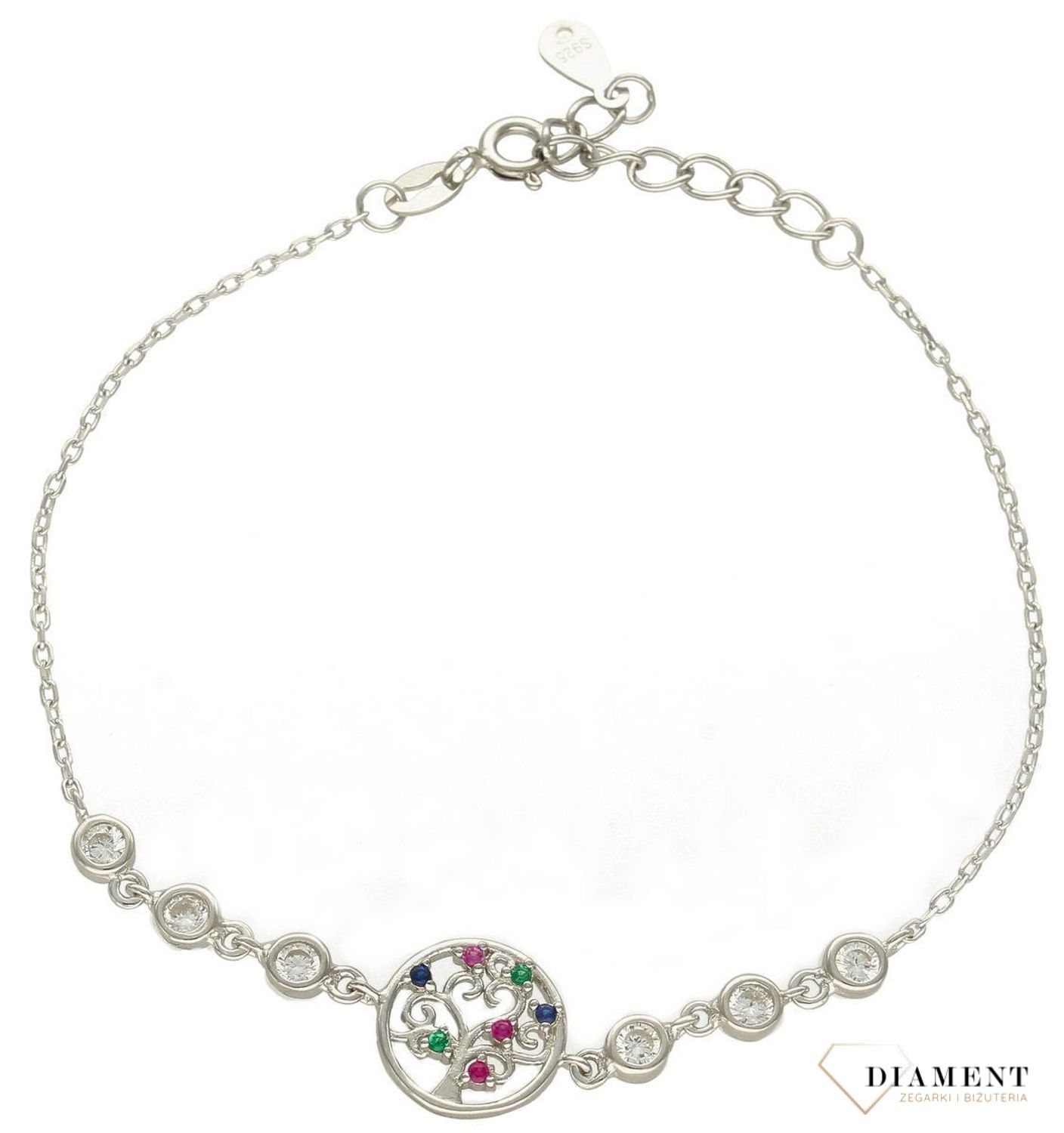 Srebrna bransoletka celebrytka drzewko szczęścia DIA-BRA-9676-925df.jpg