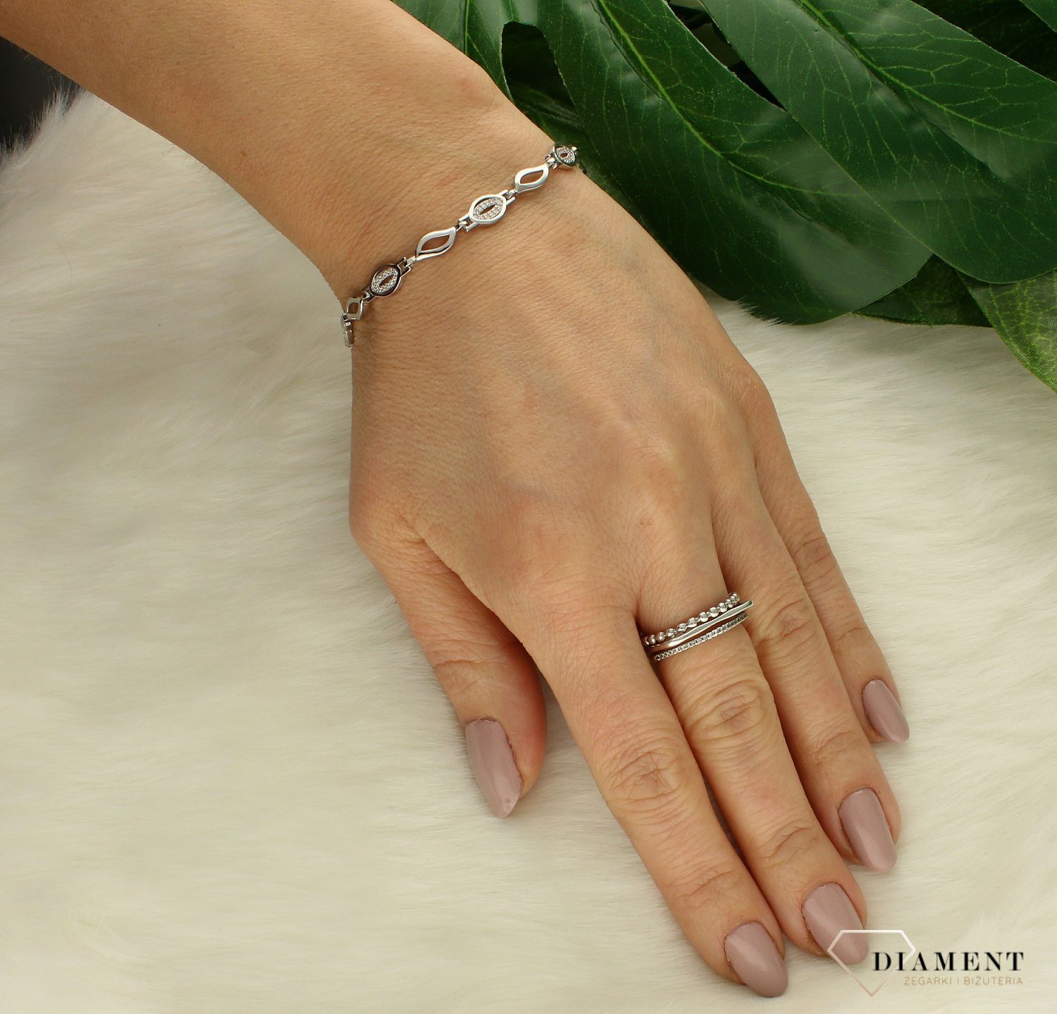 Srebrna bransoletka damska owalne cyrkonie DIA-BRA-9678-925.jpg