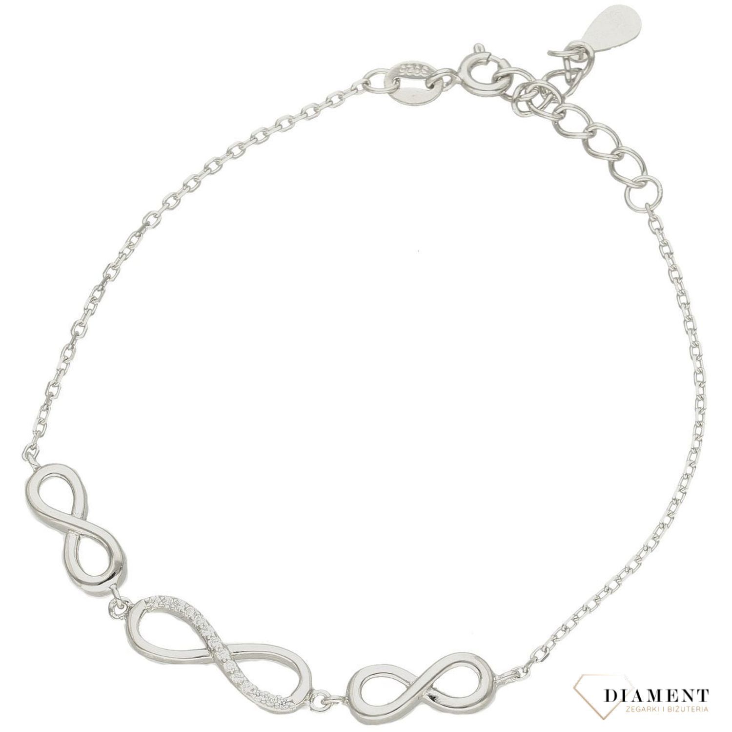 Srebrna bransoletka damska celebrytka znak nieskończoności DIA-BRA-9679-925sa.jpg