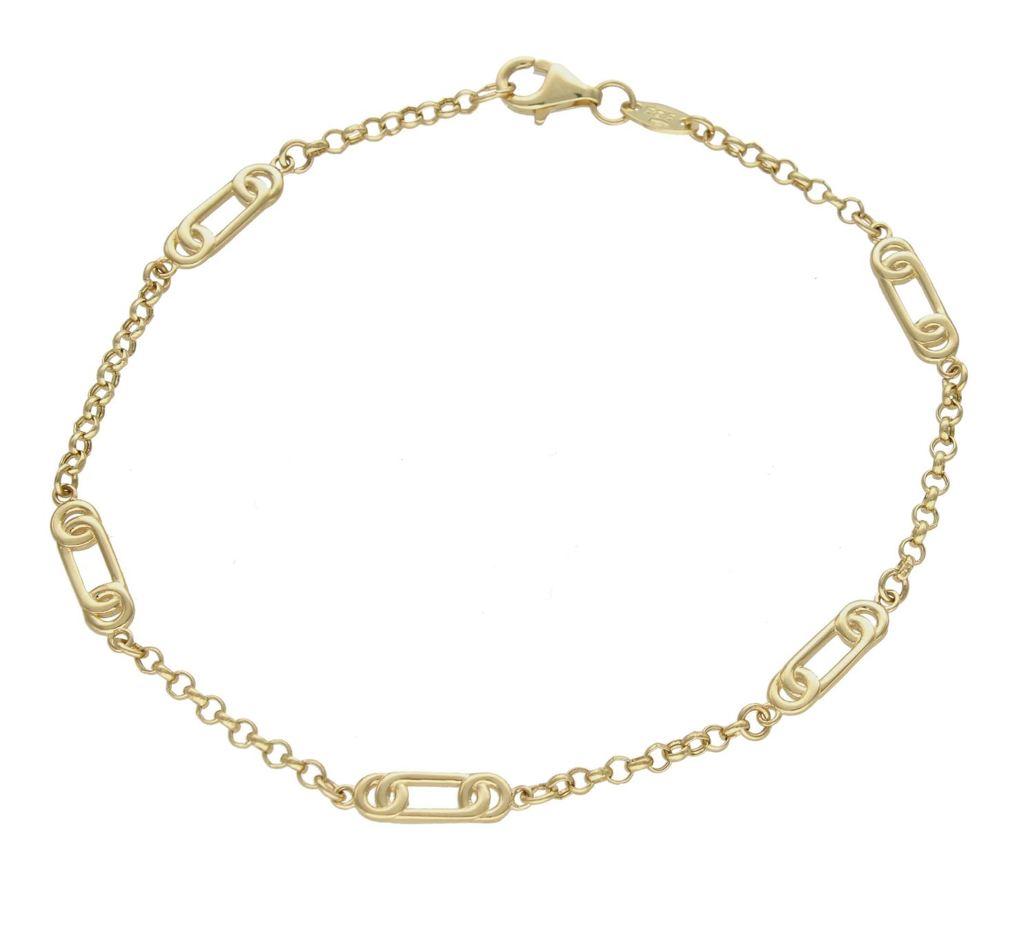 Złota damska bransoletka 585 z delikatnych kółek ozdobiona większymi agrafkami DIA-BRA-9787-585. (2).jpg