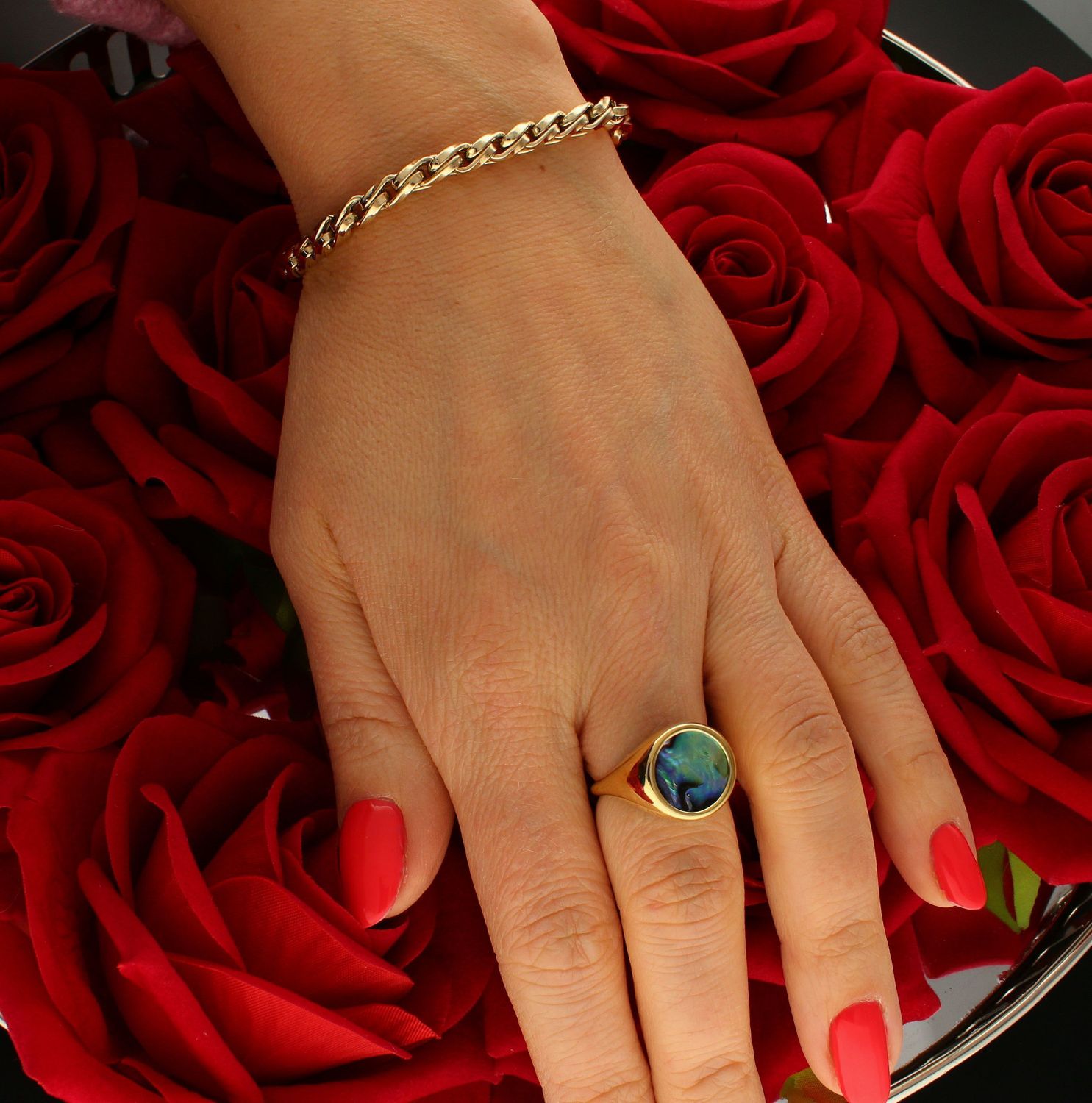 Złota  damska bransoletka 585  z zakręconymi ogniwkami DIA-BRA-9789-585.jpg