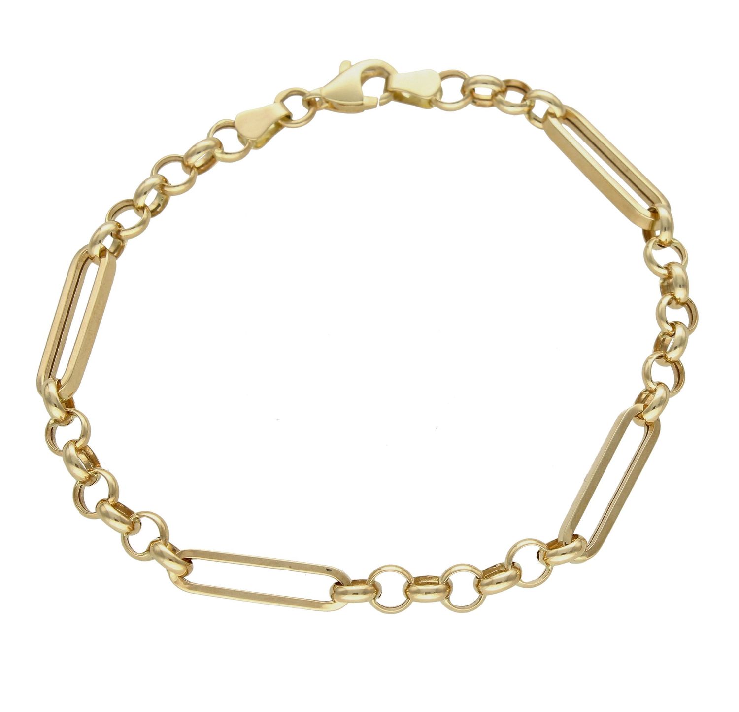 Złota damska bransoletka 585 okrągłe ogniwka z zaokrąglonymi prostokątami DIA-BRA-9793-585..jpg